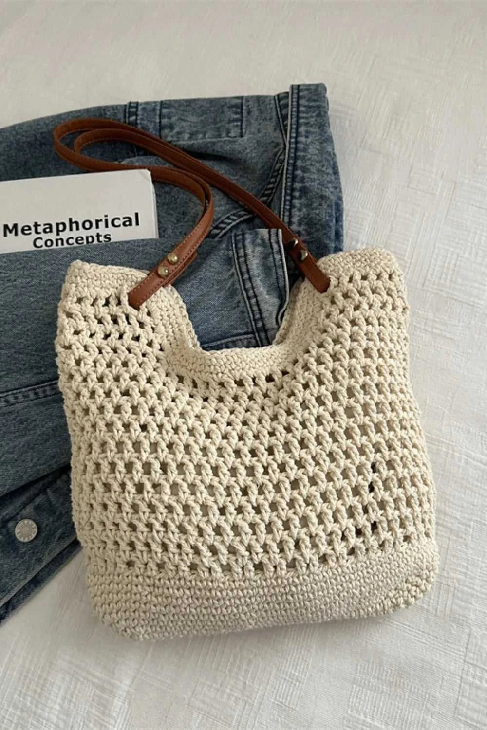 Openwork Woven Tote Bag
