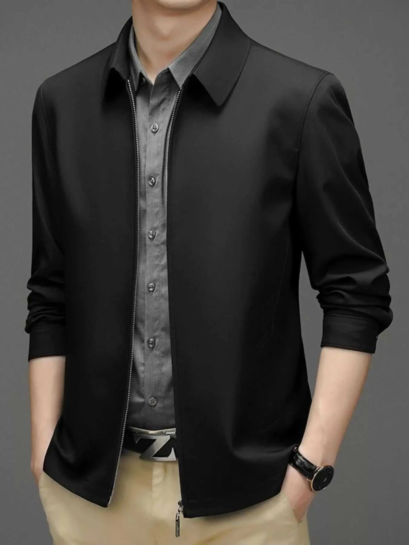 Men's Plus Size Zip Up Long Sleeve Jacket