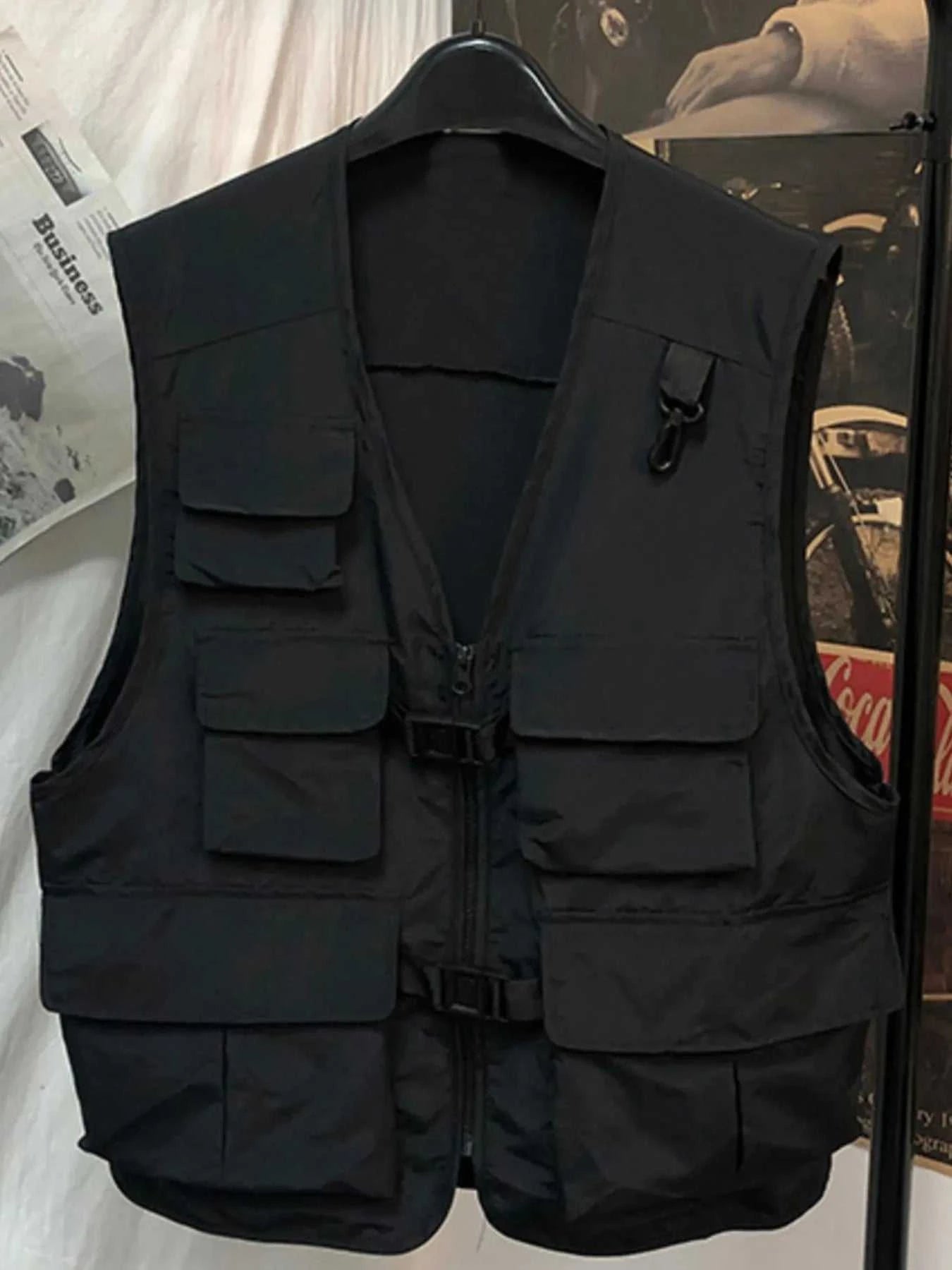 Men's Plus Size Zip Up Multi-Pocket Vest