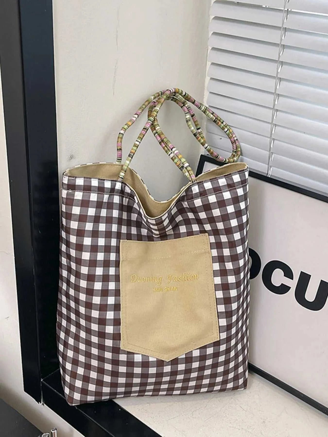 Gingham Pattern Tote Bag