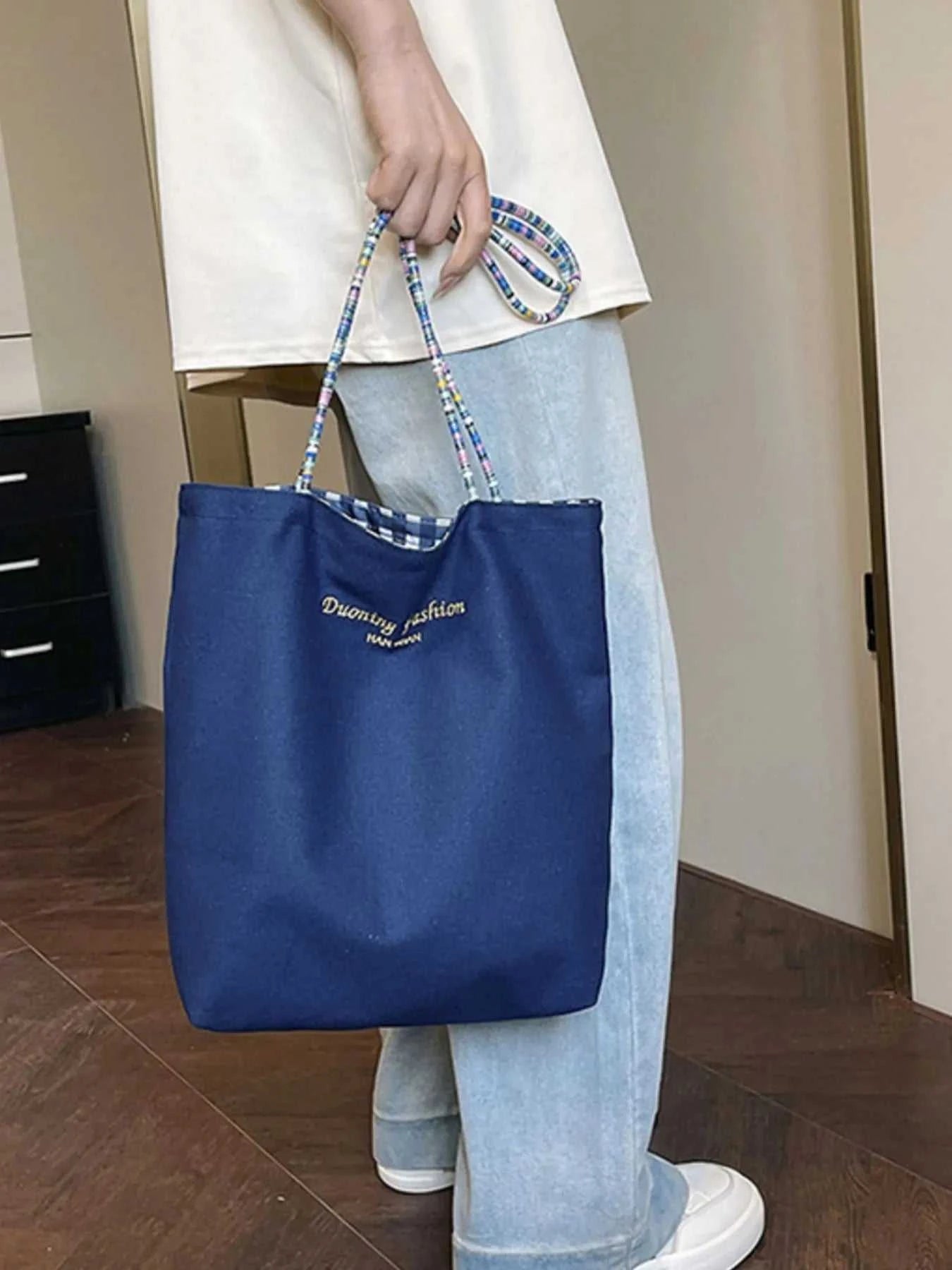 Gingham Pattern Tote Bag