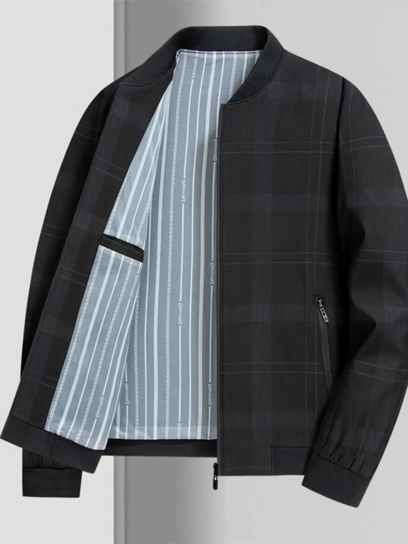 Men's Plus Size Zip Up Long Sleeve Jacket
