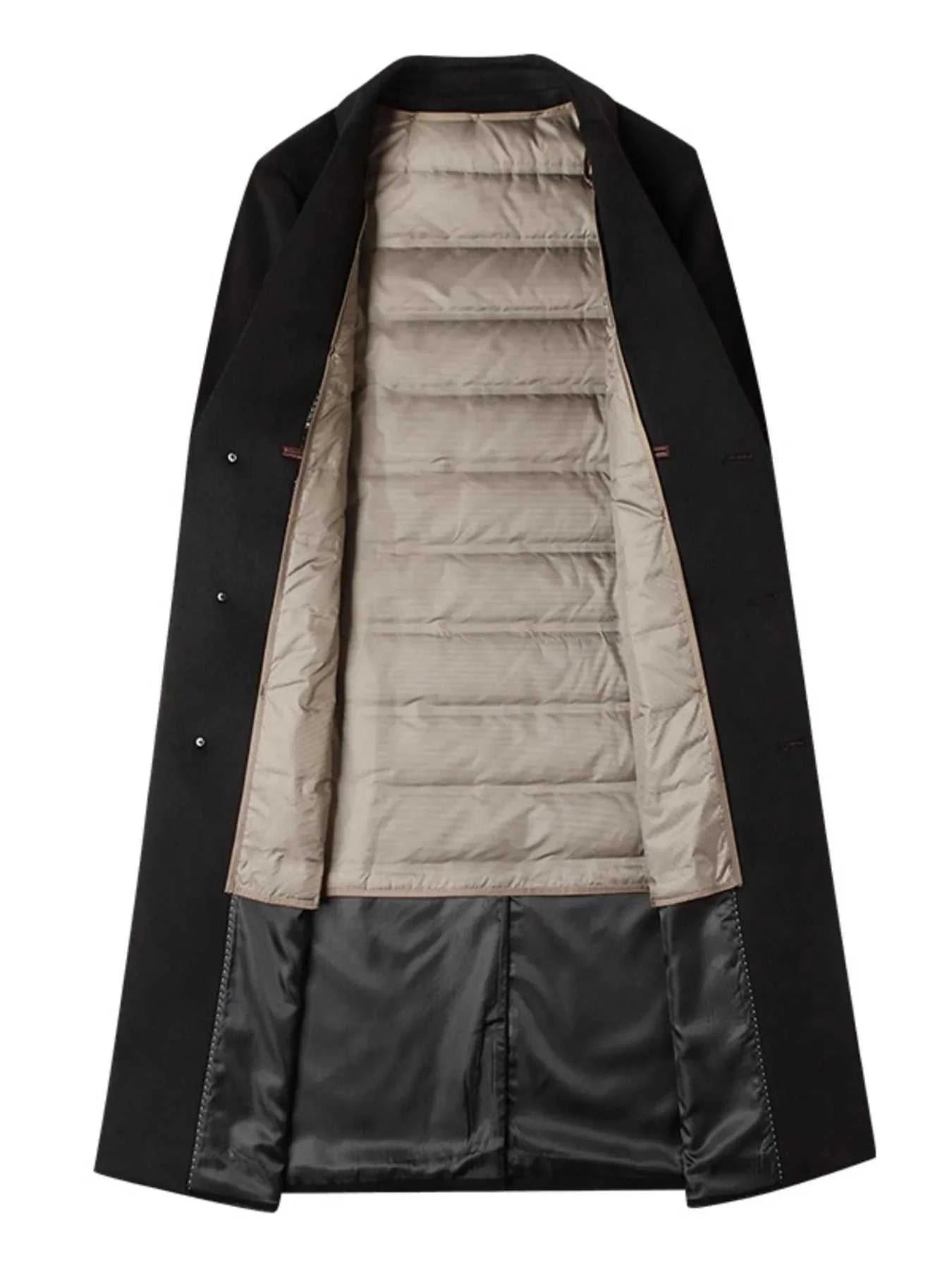 Men's Plus Size Button Up Long Sleeve Longline Coat