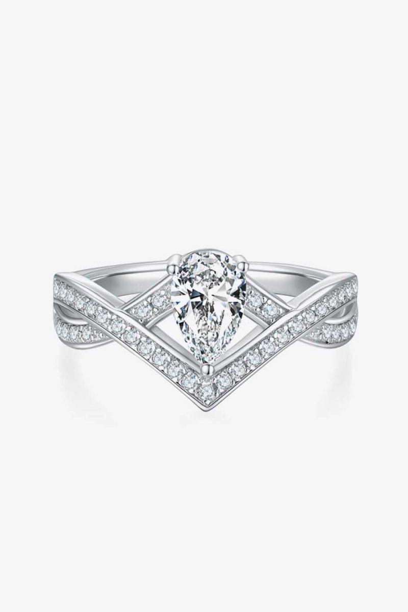 1 Carat Moissanite Teardrop 925 Sterling Silver Ring - Hopeford Streams
