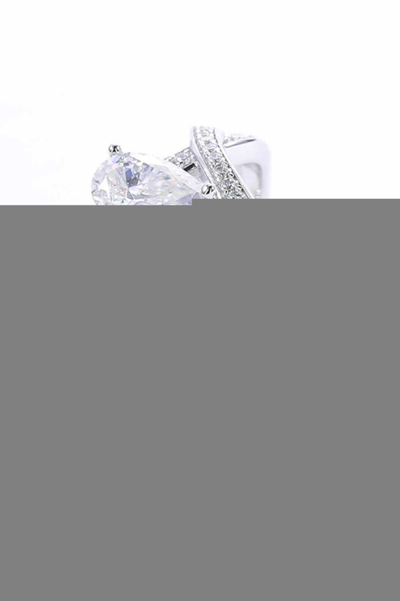 1 Carat Moissanite Teardrop 925 Sterling Silver Ring - Hopeford Streams