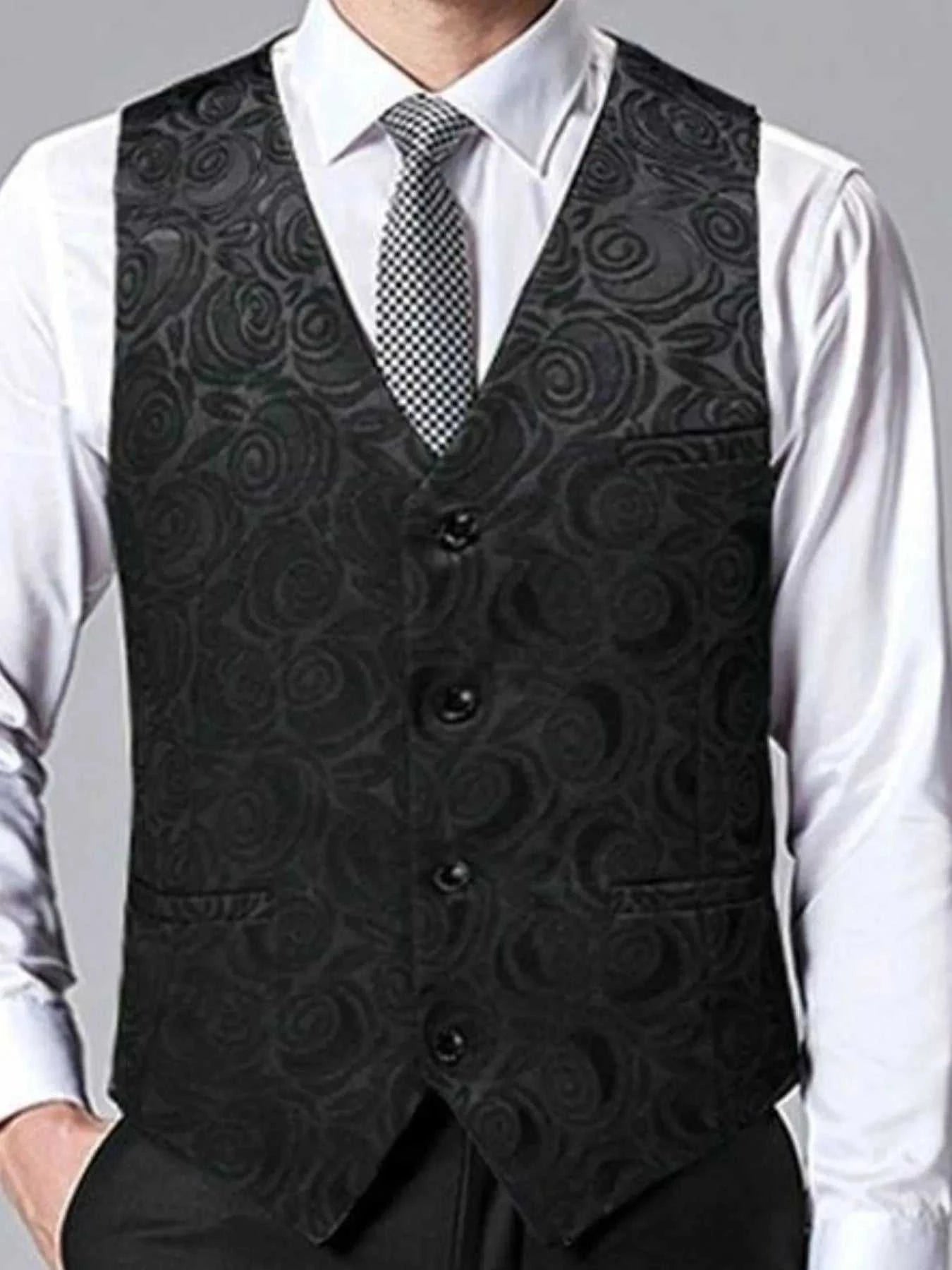 Men's Plus Size V-Neck Button Up Vest