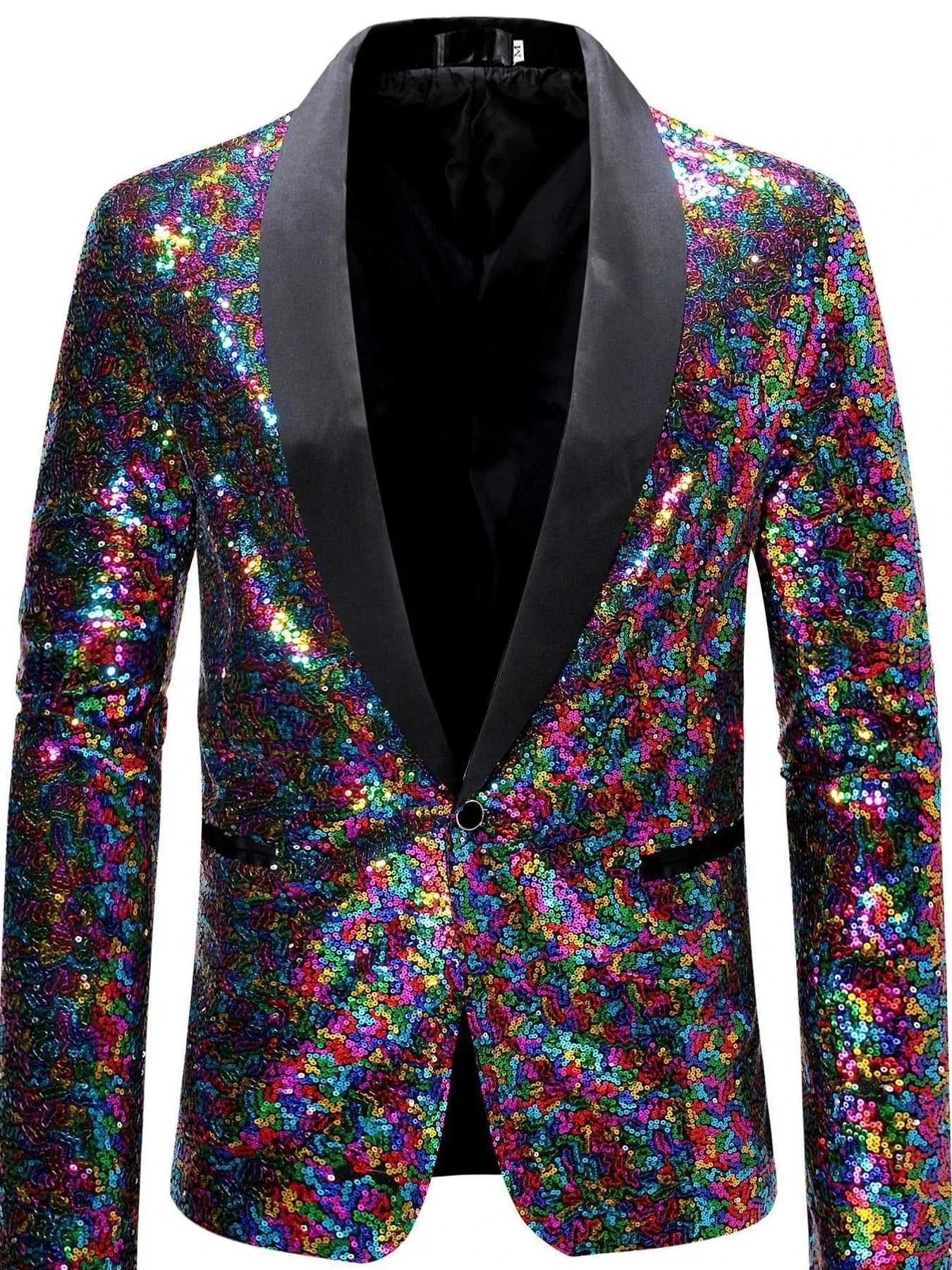 Men's Sequin Long Sleeve Blazer