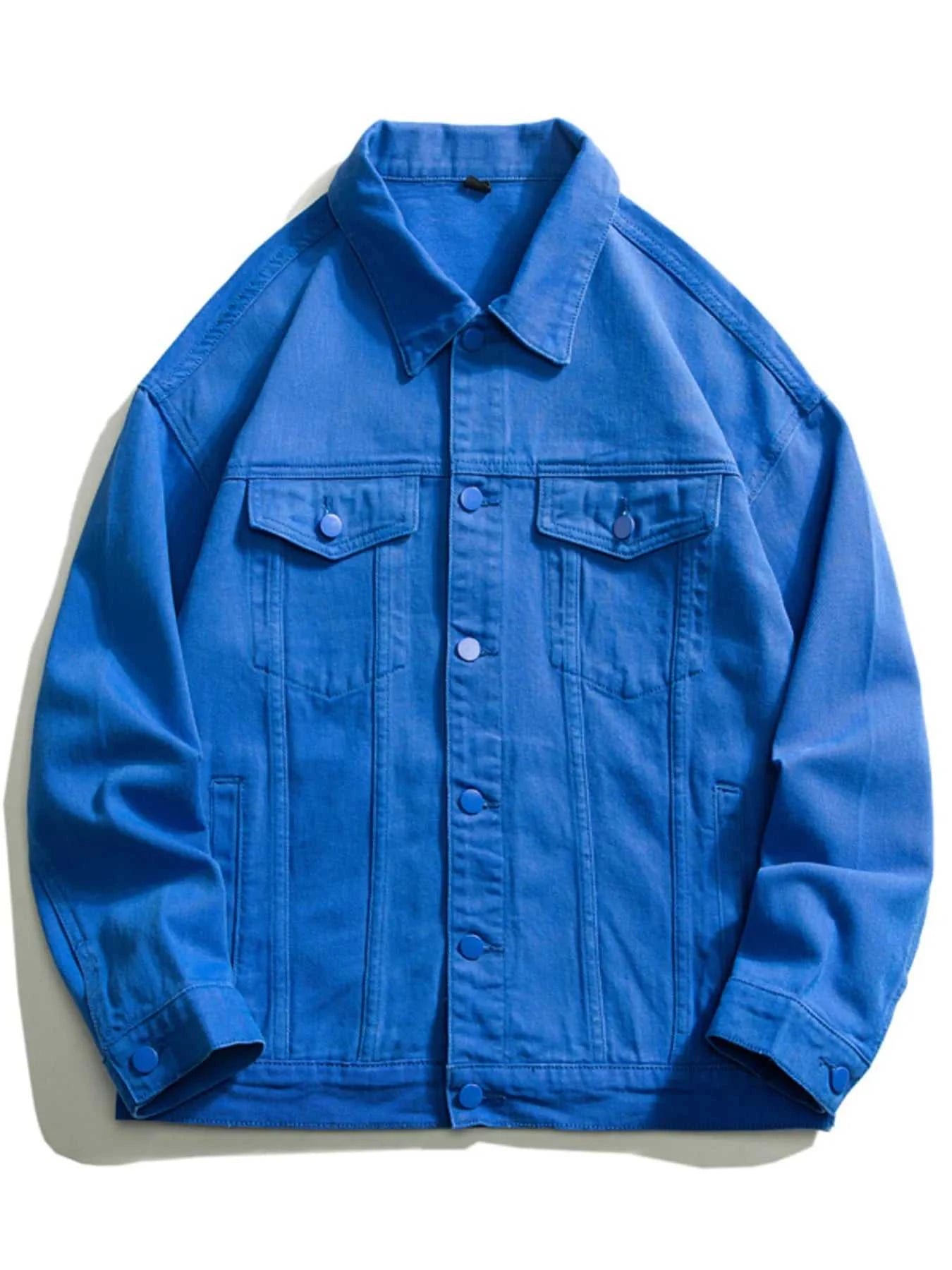 Men's Plus Size Button Up Long Sleeve Denim Jacket