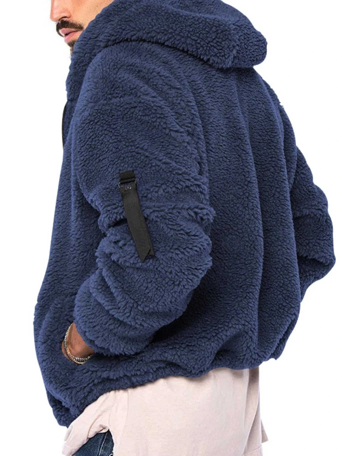 Men's Full Size Sherpa Fleece Hooded Zip-Up Jacket Plus Size