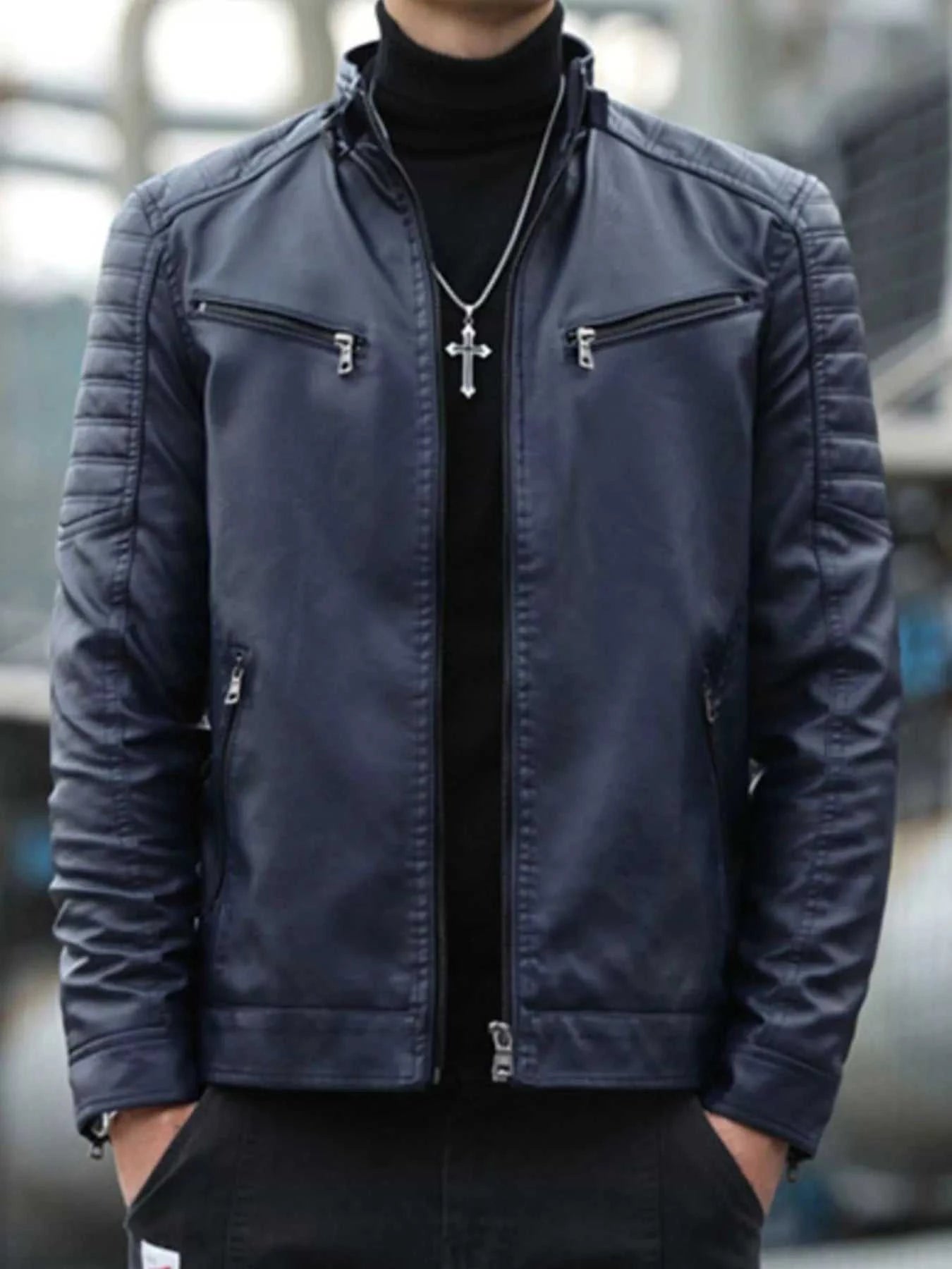 Men's Plus Size Zip Up Long Sleeve Jacket