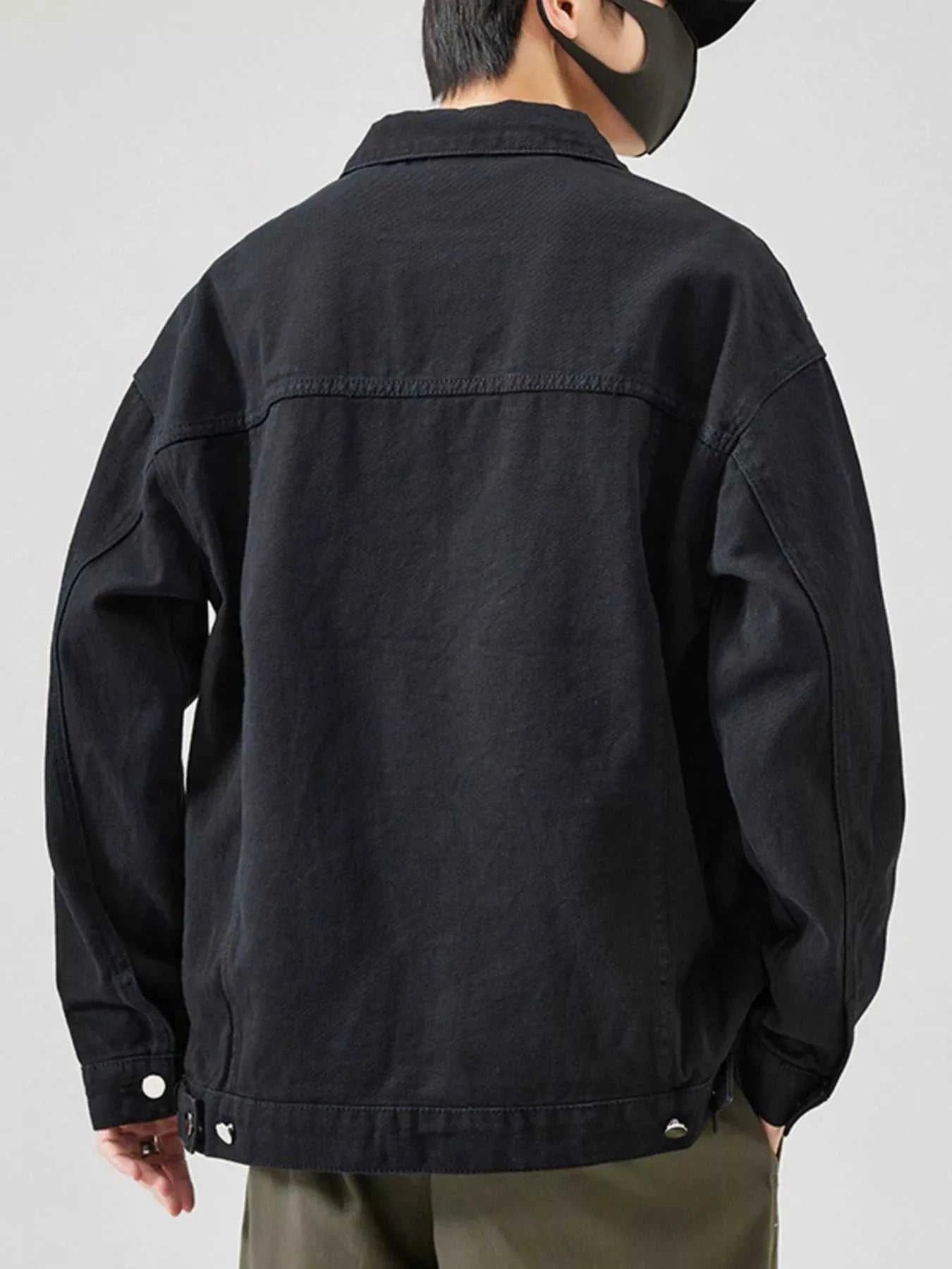 Men's Plus Size Button Up Long Sleeve Denim Jacket