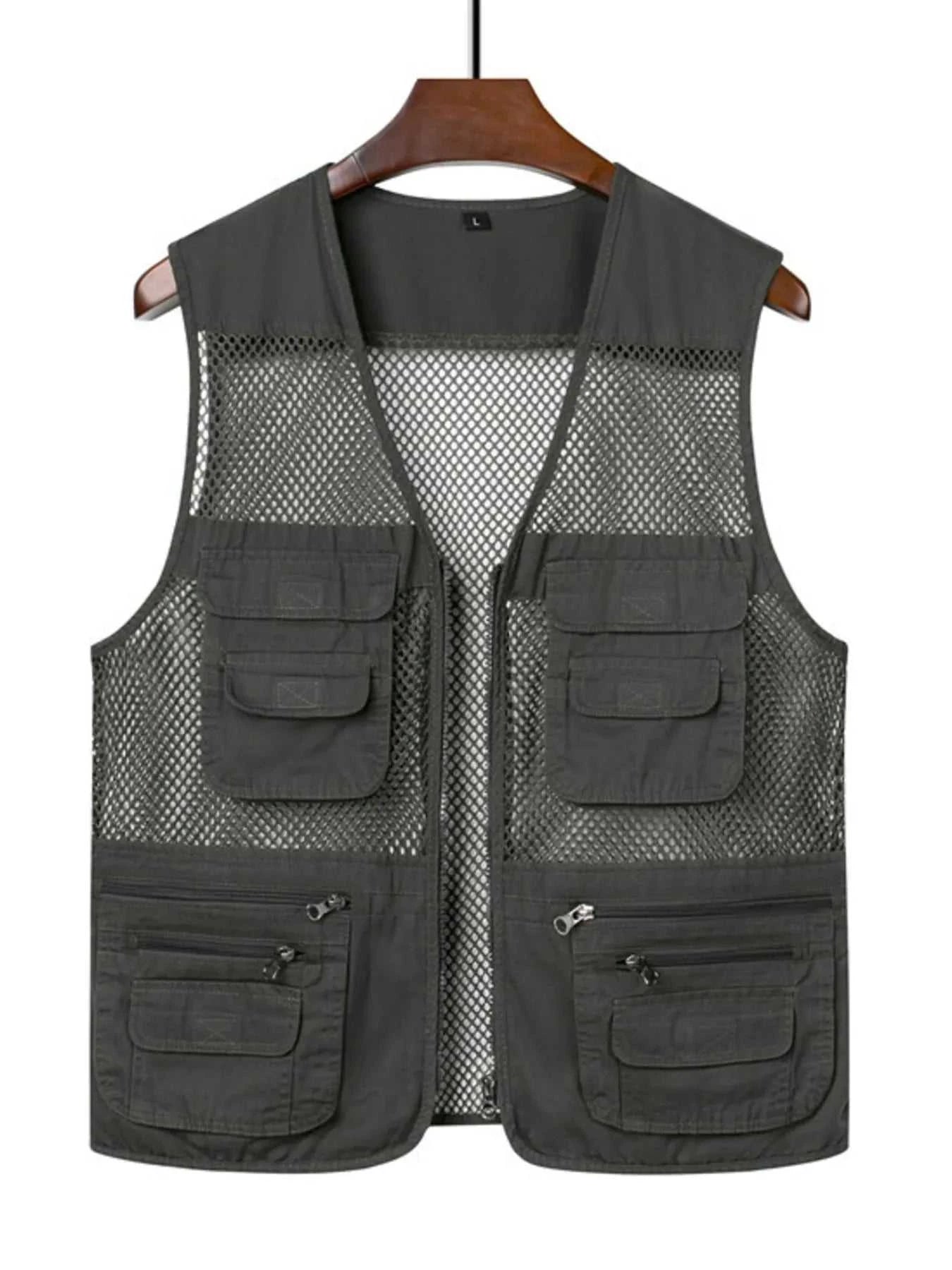 Men's Plus Size Zip Up Cargo Vest