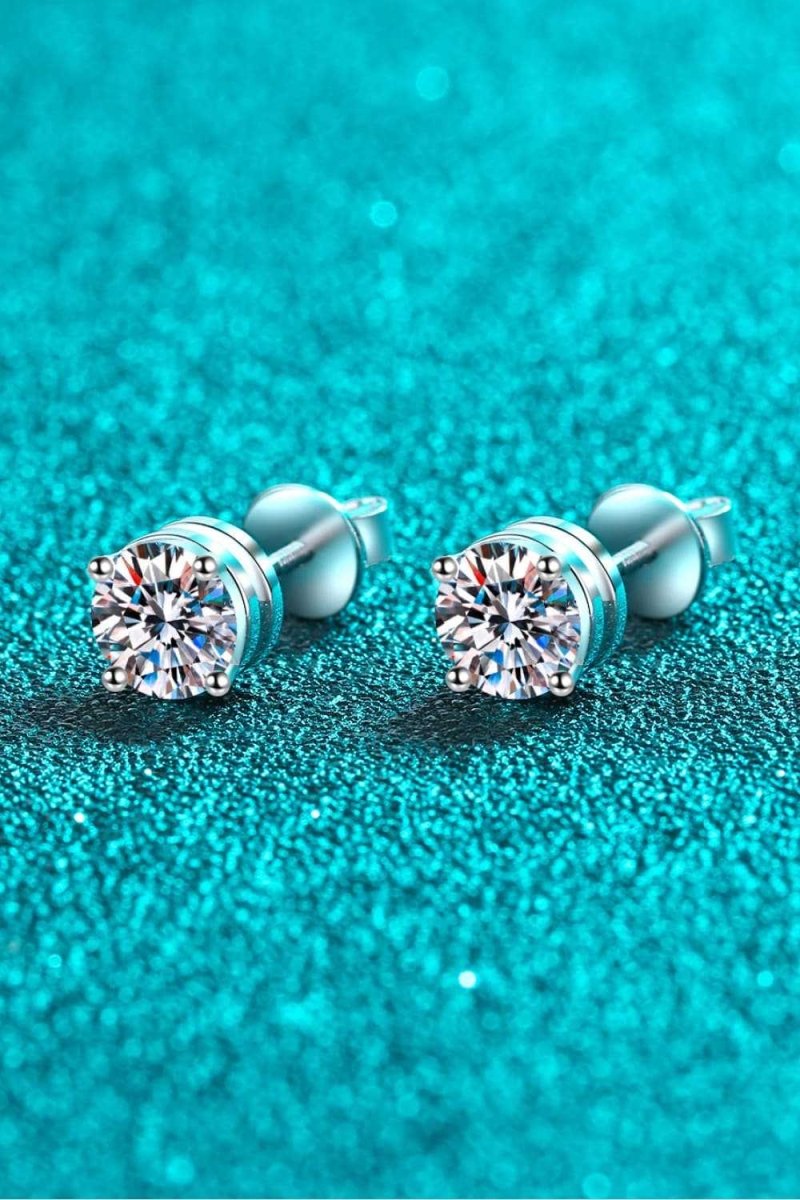 2 Carat Moissanite Rhodium - Plated Stud Earrings - Hopeford Streams