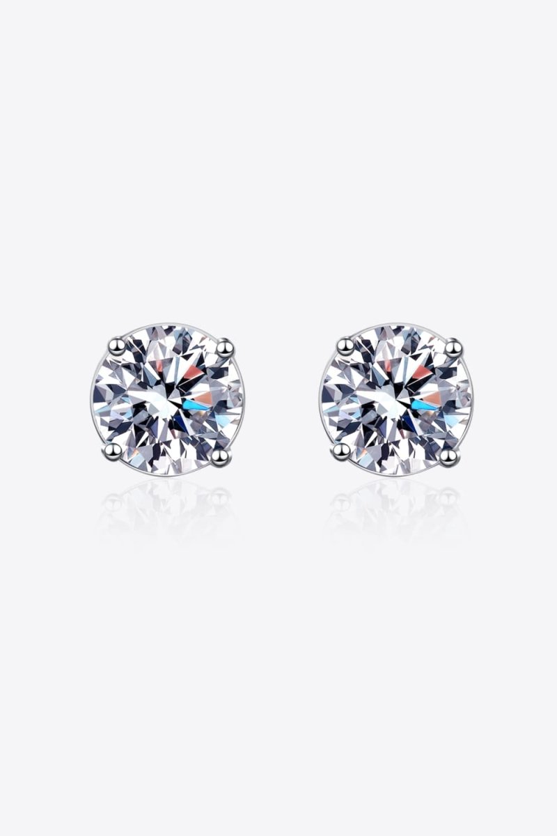 2 Carat Moissanite Rhodium - Plated Stud Earrings - Hopeford Streams