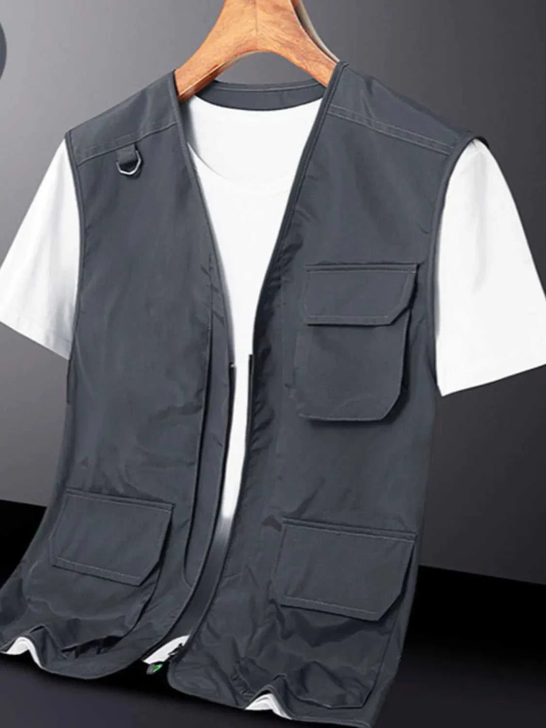 Men's Plus Size Zip Up V-Neck Vest