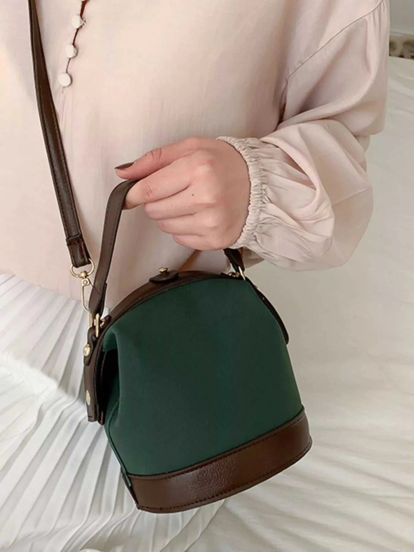 Two-Tone Bucket Crossbody Bag