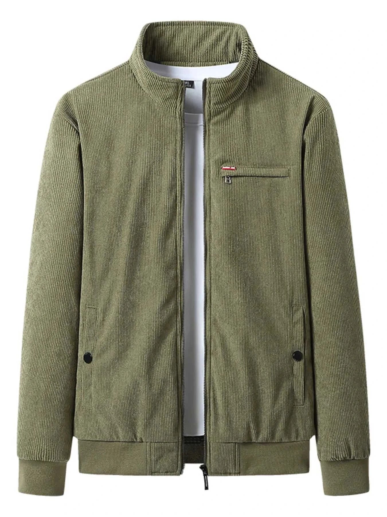 Men's Plus Size Full-Zip Bomber Corduroy Jacket with Sherpa Lining