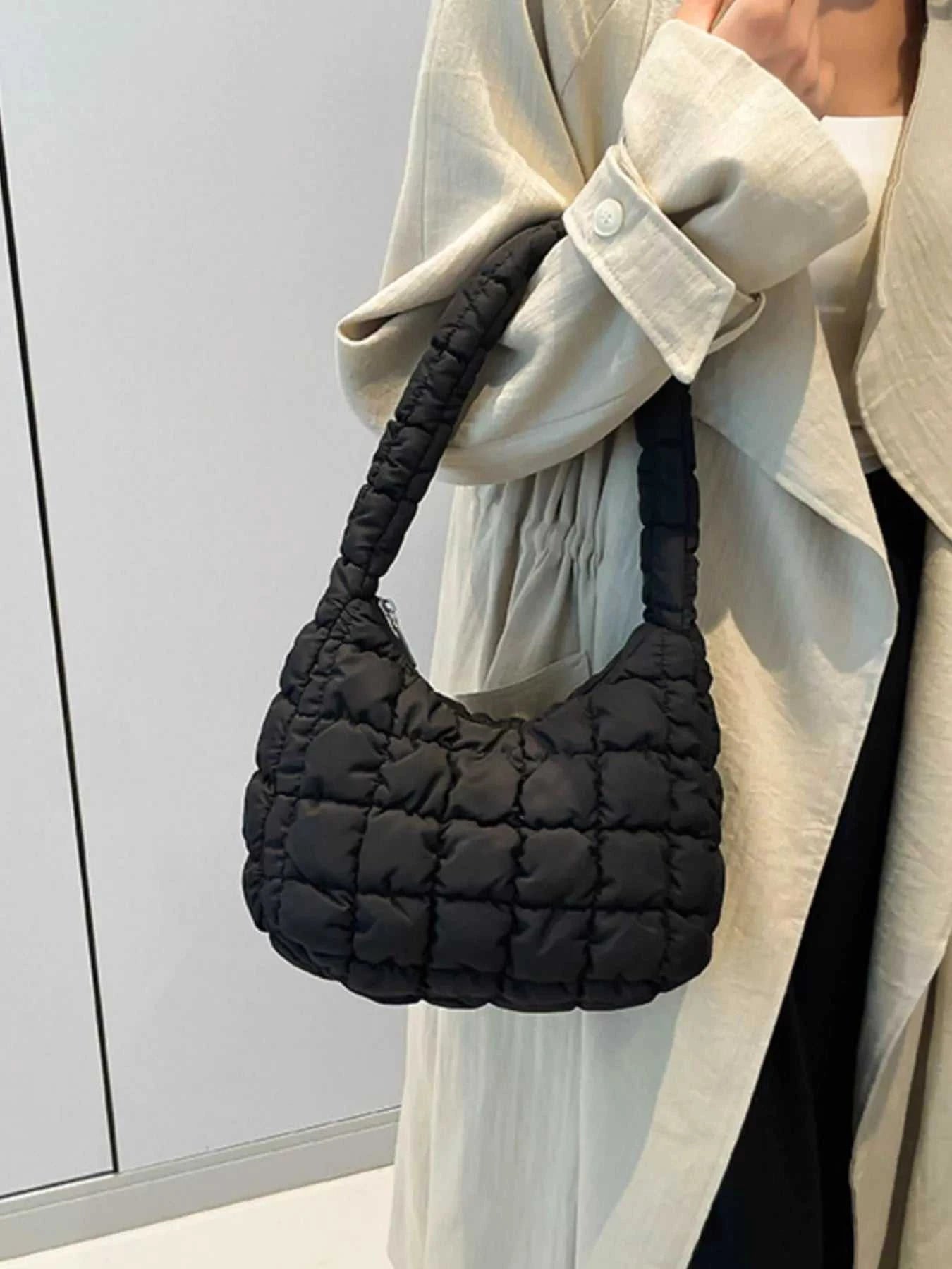 Quilted Ruched Shoulder Bag