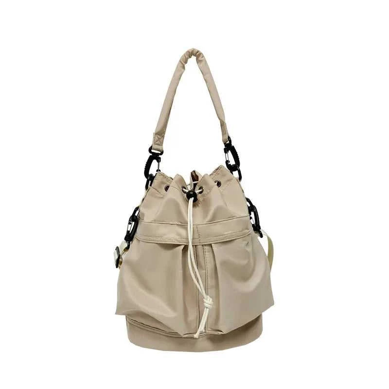 Drawstring Nylon Bucket Bag