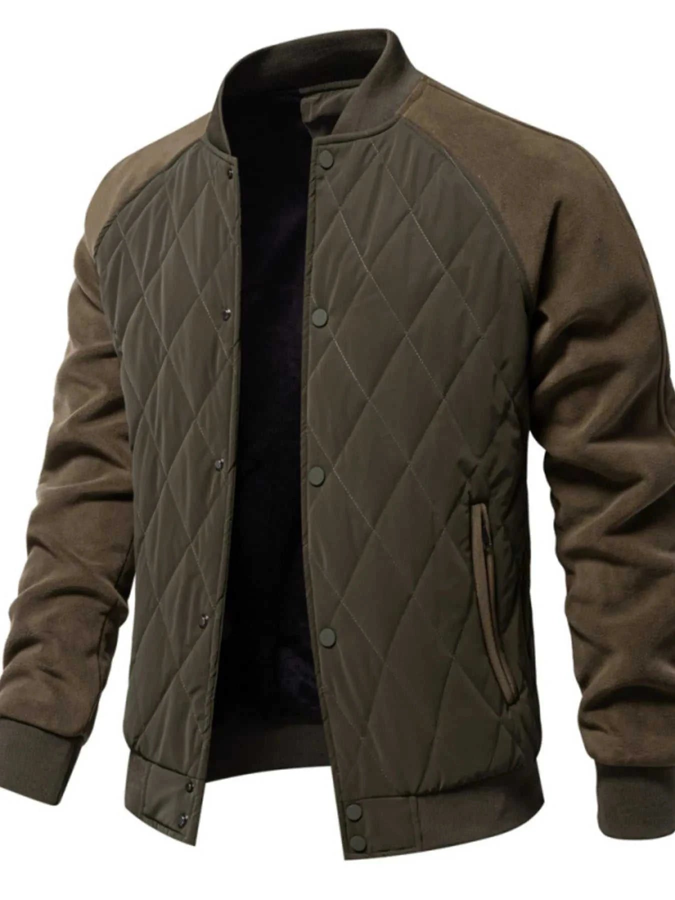Men's Quilted Snap Down Long Sleeve Jacket