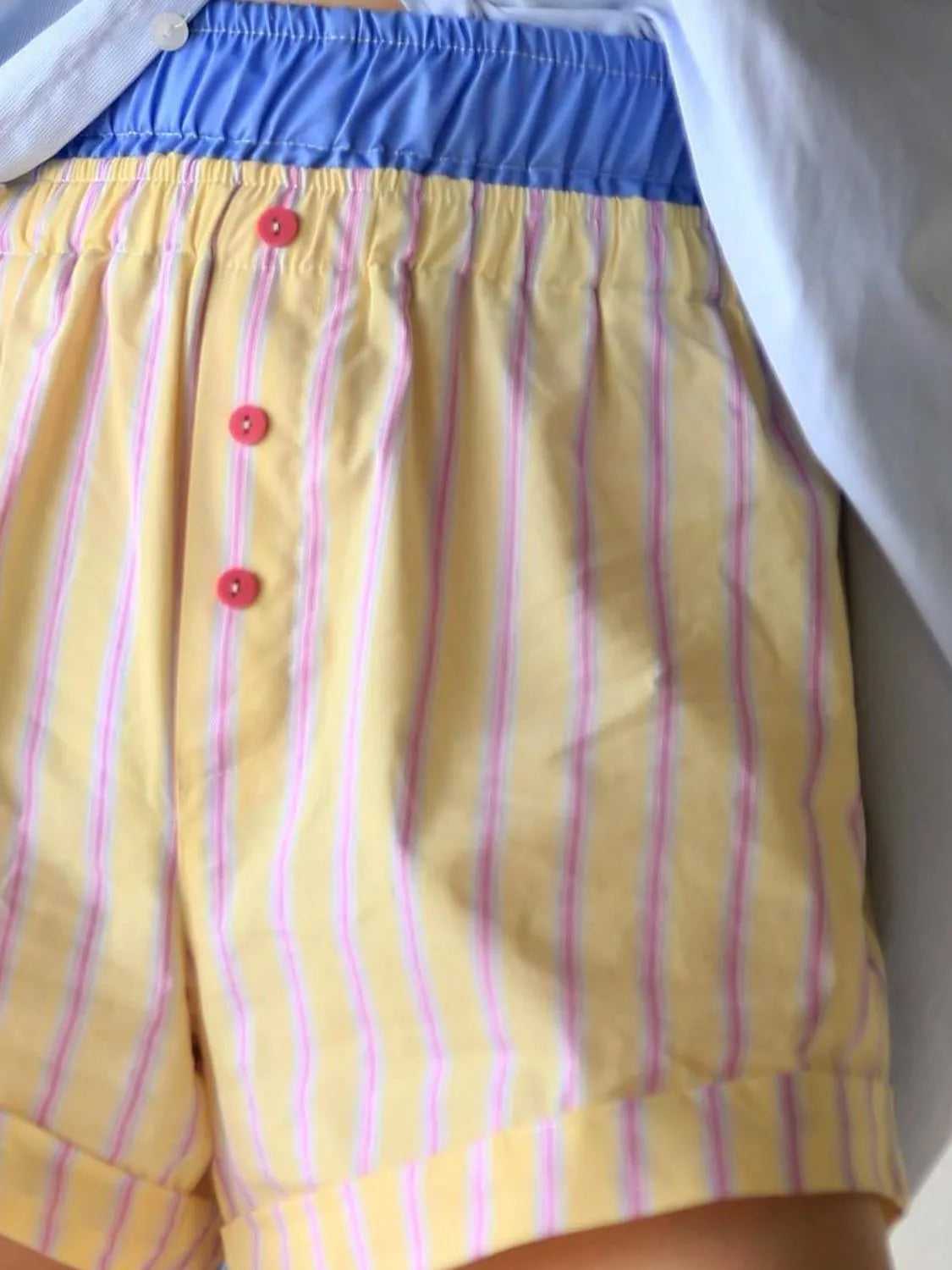 Striped Elastic Waist Shorts