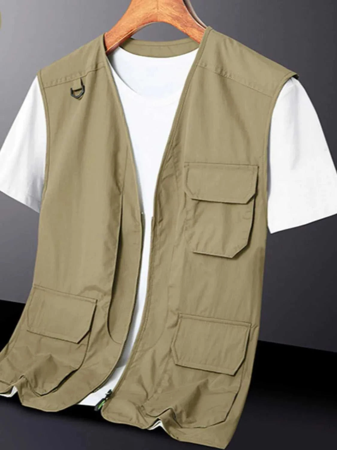 Men's Plus Size Zip Up V-Neck Vest