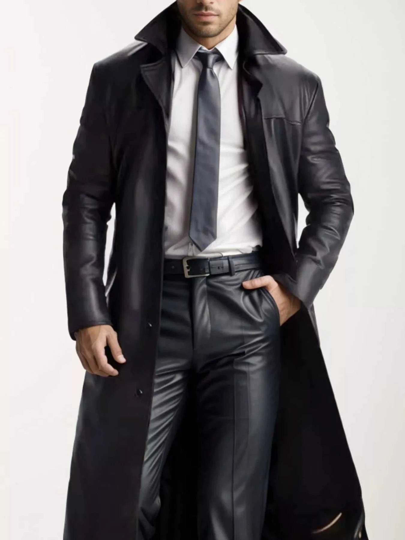 Men's Full Size Button Up Long Sleeve Longline Jacket Plus Size
