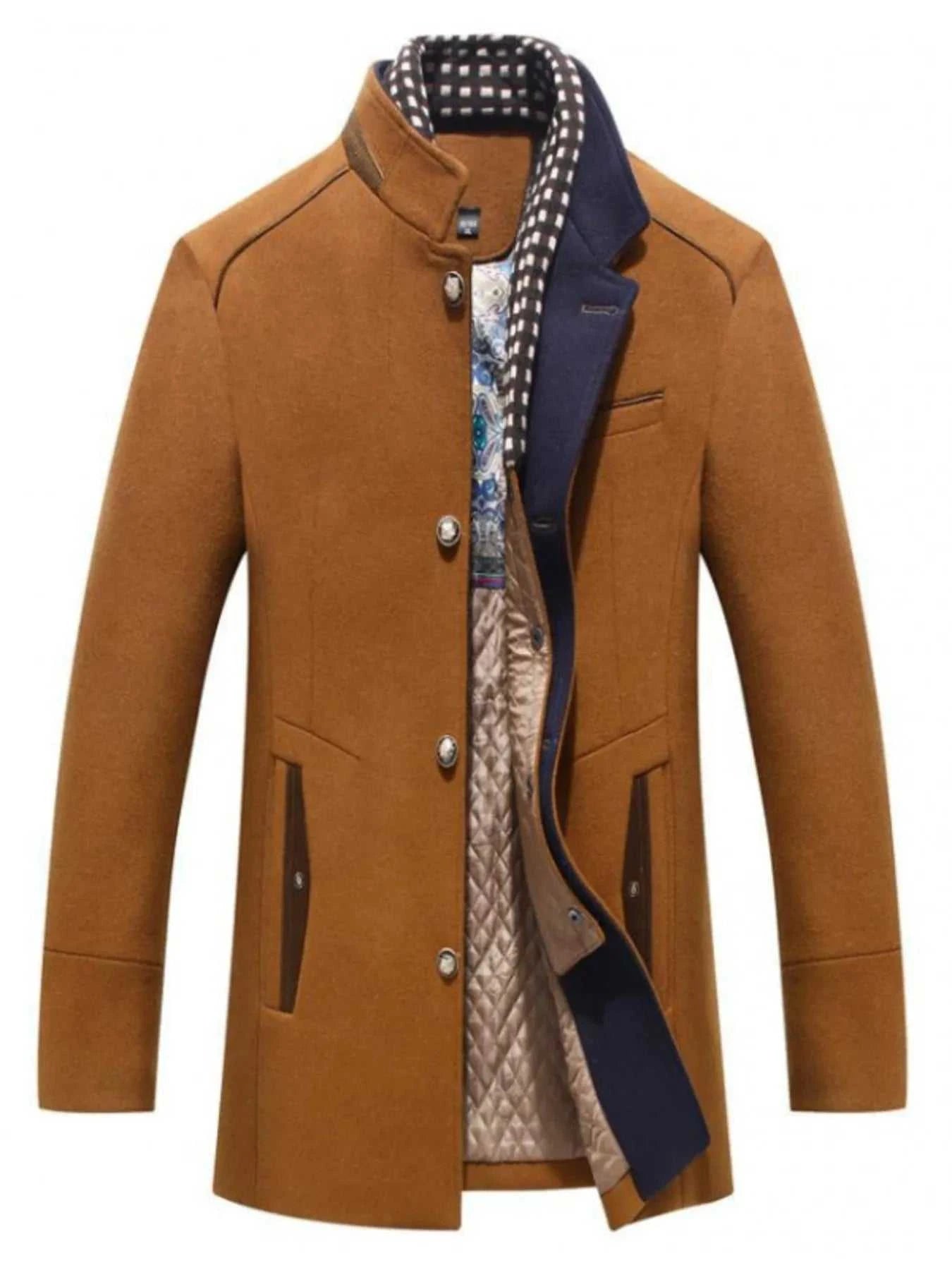 Men's Plus Size Quilted Inner Long Sleeve Coat