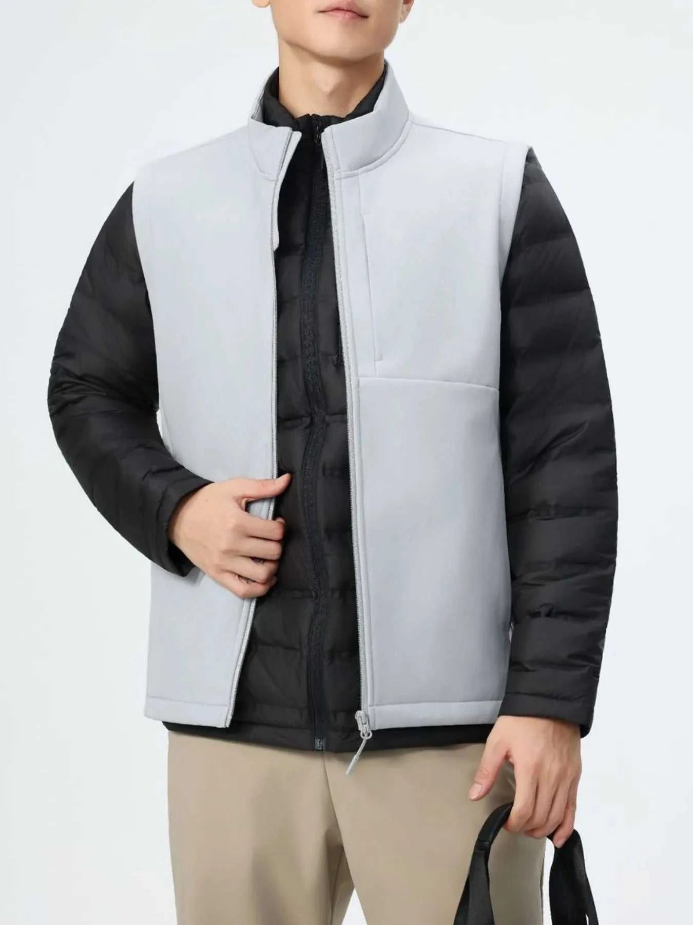Men's Full Size Sleeveless Softshell Vest with Full Zip Plus Size