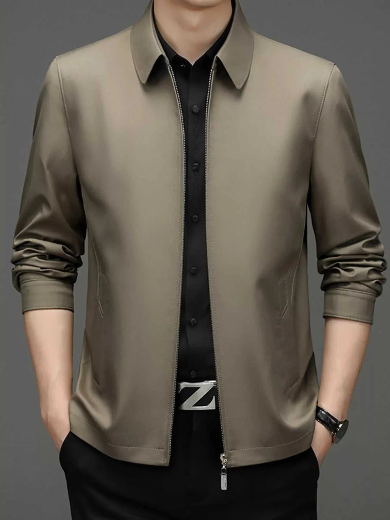 Men's Plus Size Zip Up Long Sleeve Jacket