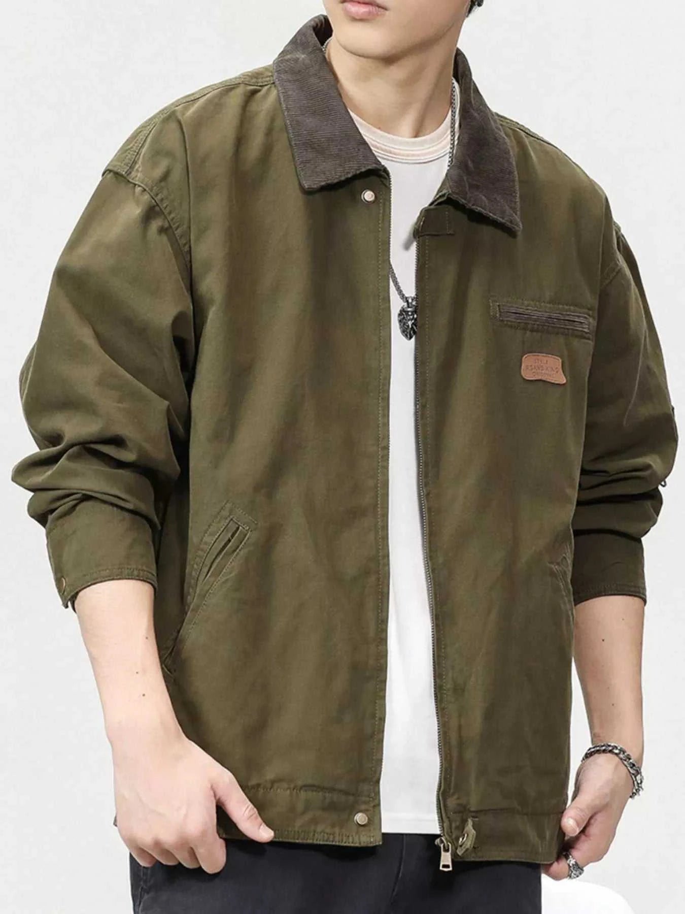 Men's Full Size Zip UP Long Sleeve Jacket Plus Size
