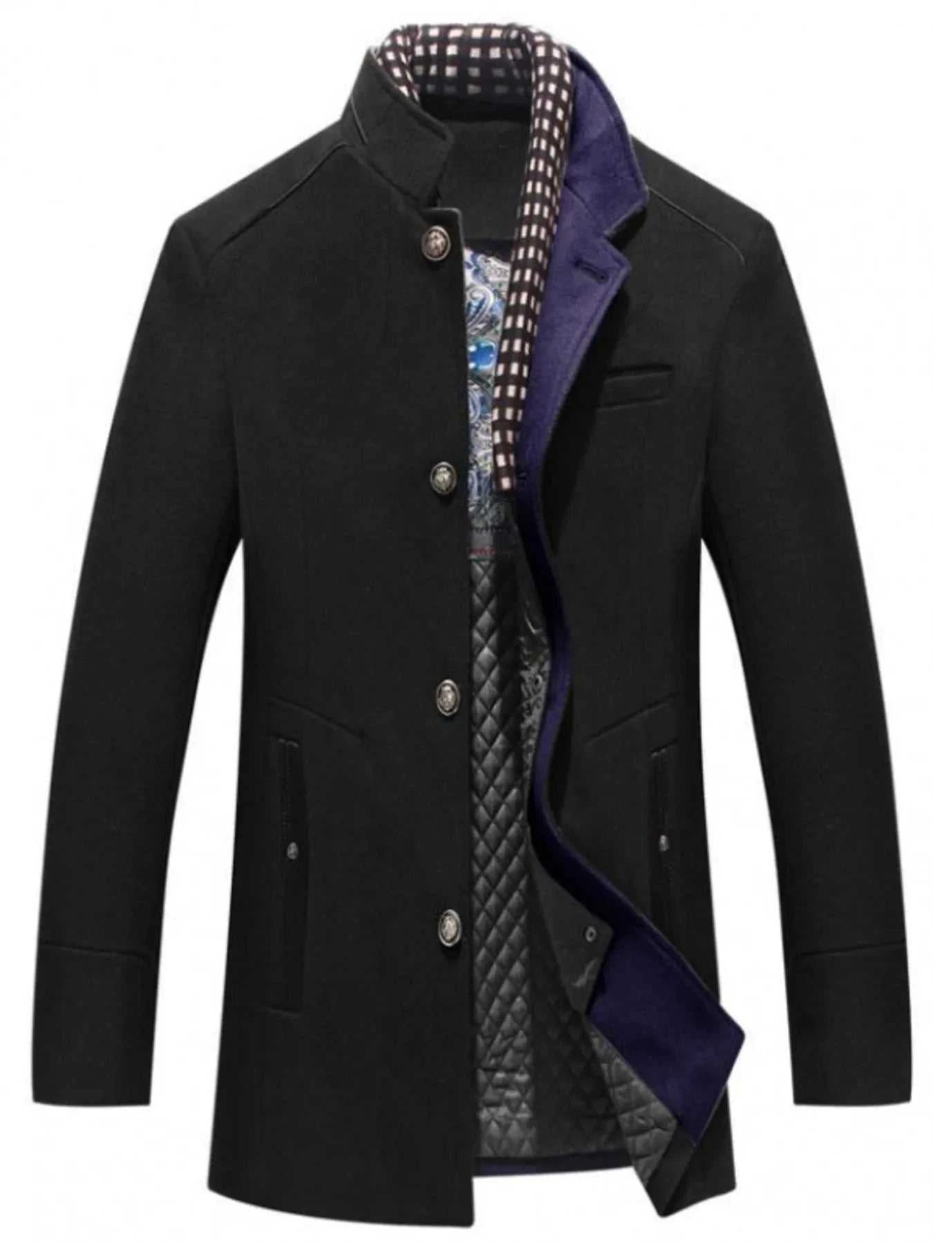 Men's Plus Size Quilted Inner Long Sleeve Coat