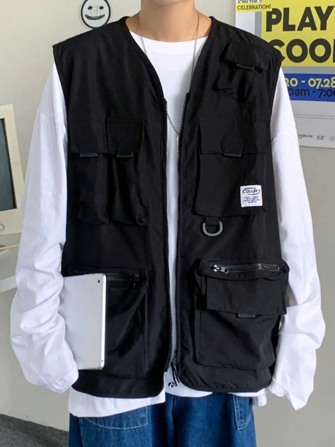 Men's Plus Size Zip Up Cargo Vest