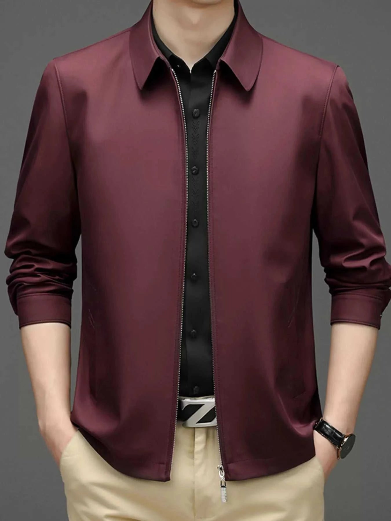 Men's Plus Size Zip Up Long Sleeve Jacket
