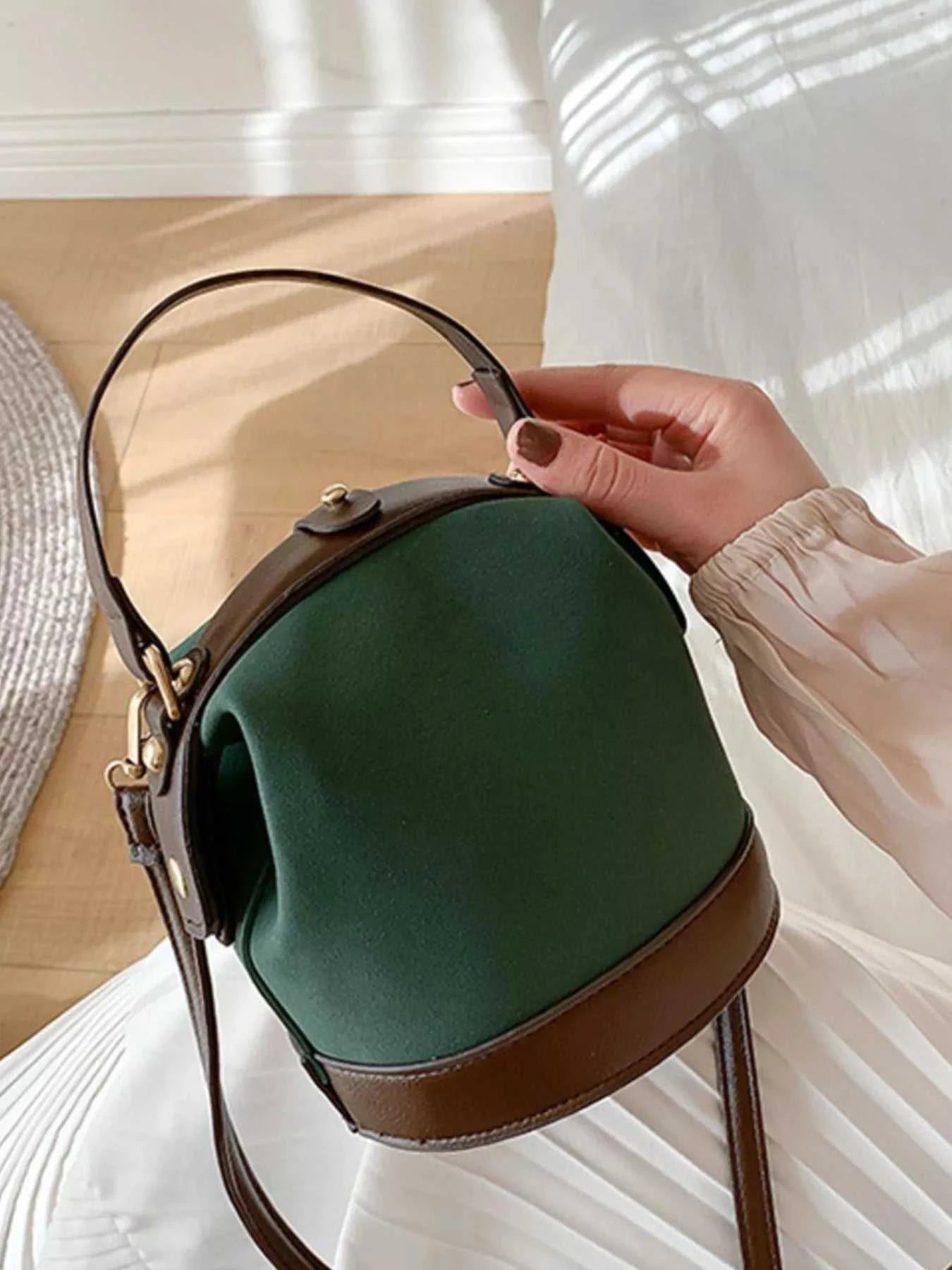 Two-Tone Bucket Crossbody Bag