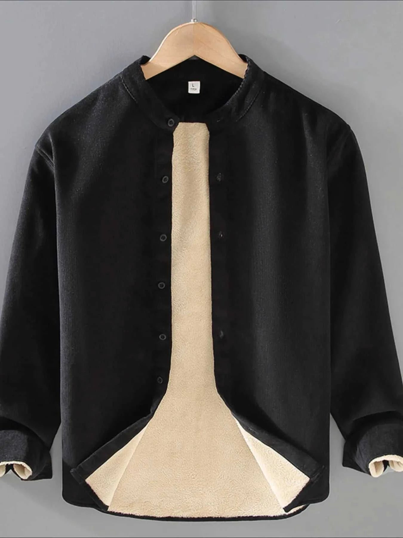 Men's Plus Size Button Up Long Sleeve Jacket