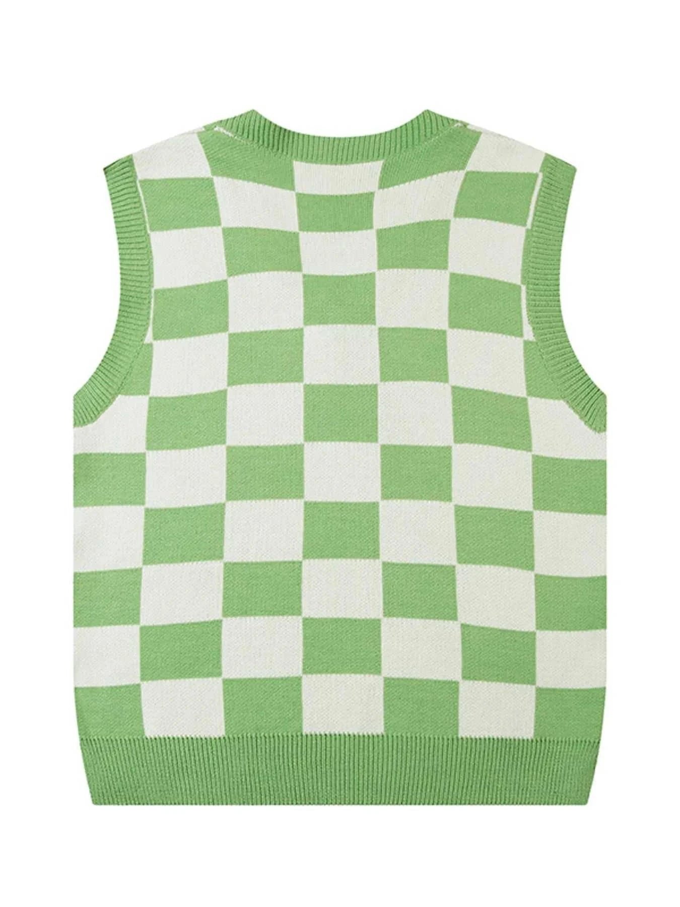 Men's Checkered Heart Pattern Sweater Vest