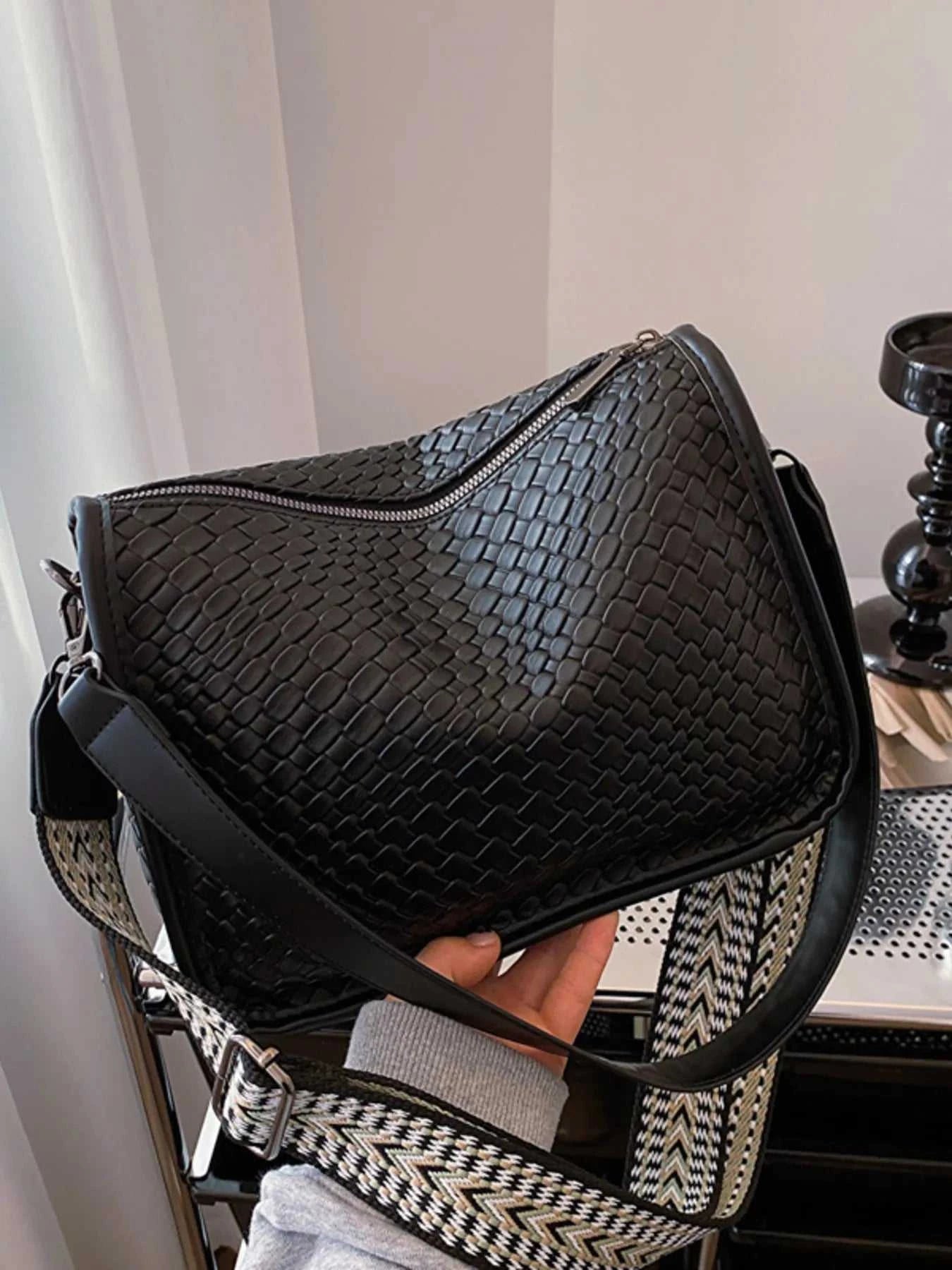 Textured Leather Shoulder Bag