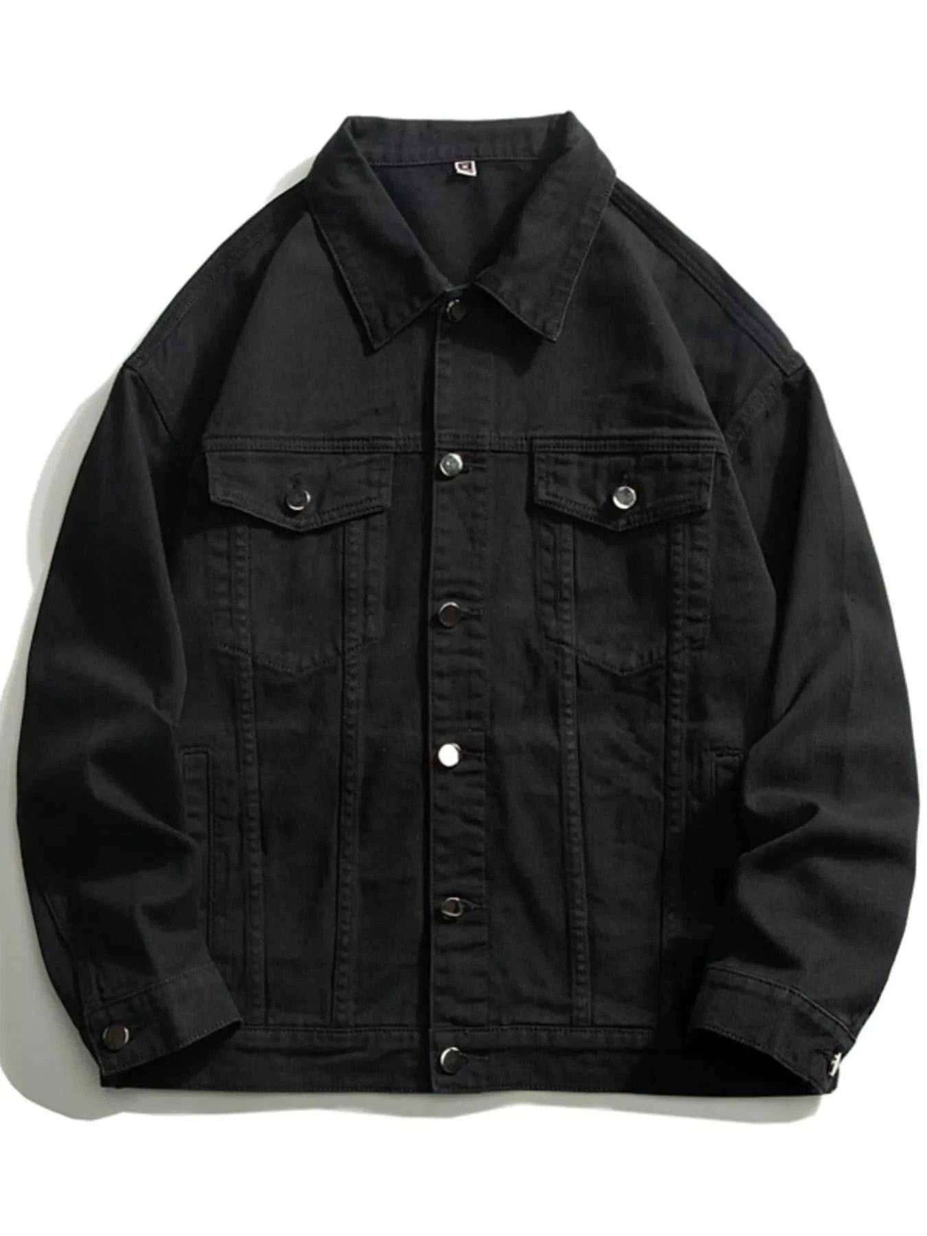 Men's Plus Size Button Up Long Sleeve Denim Jacket