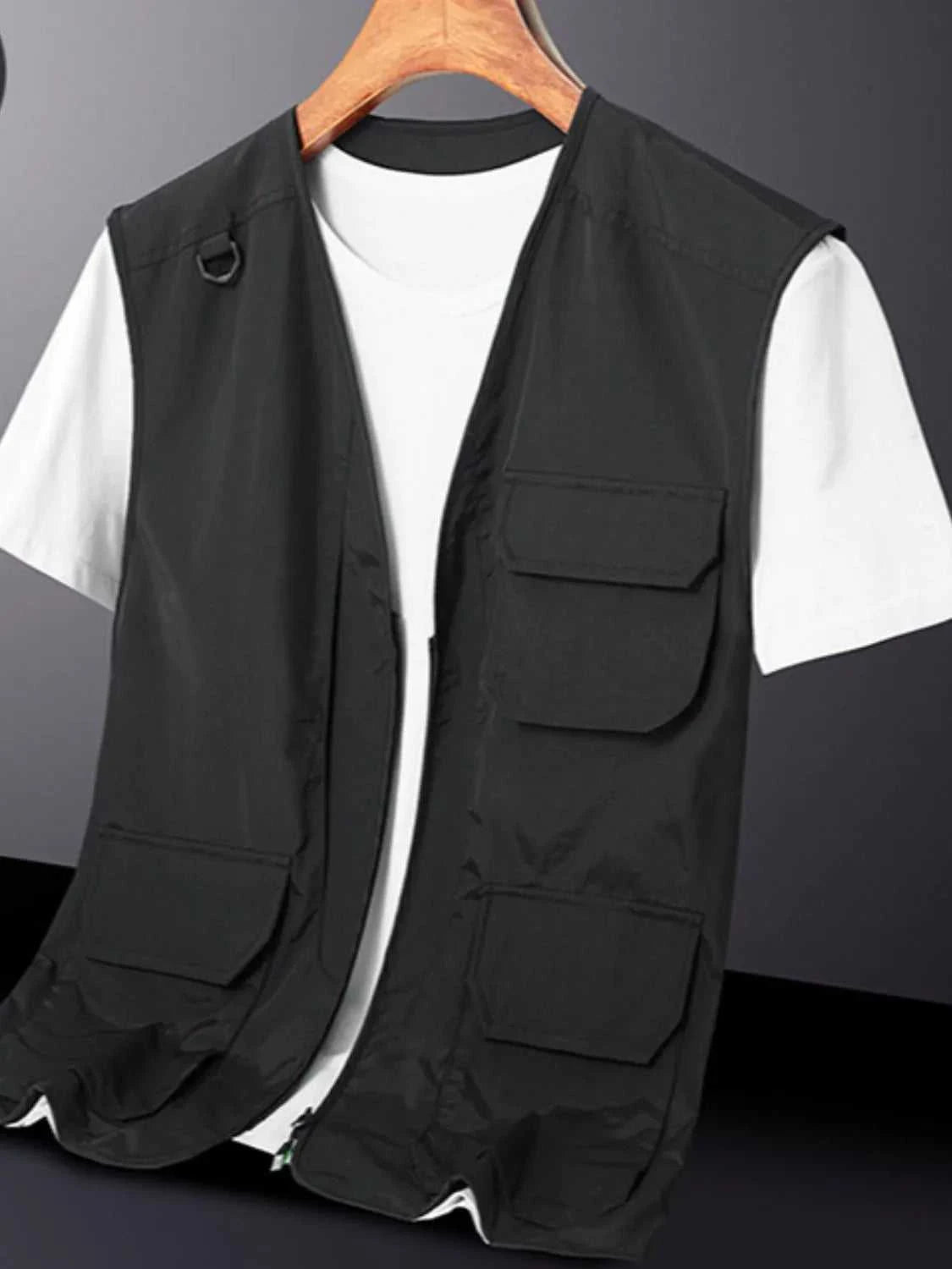 Men's Plus Size Zip Up V-Neck Vest