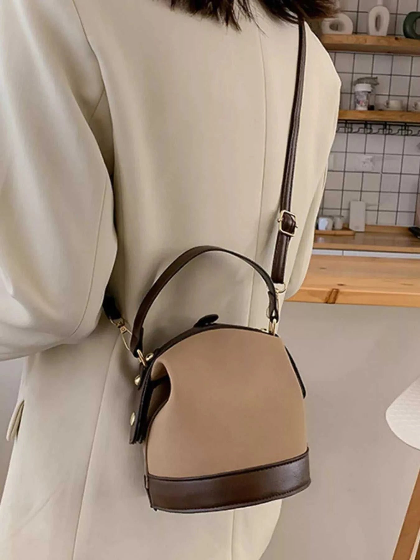 Two-Tone Bucket Crossbody Bag