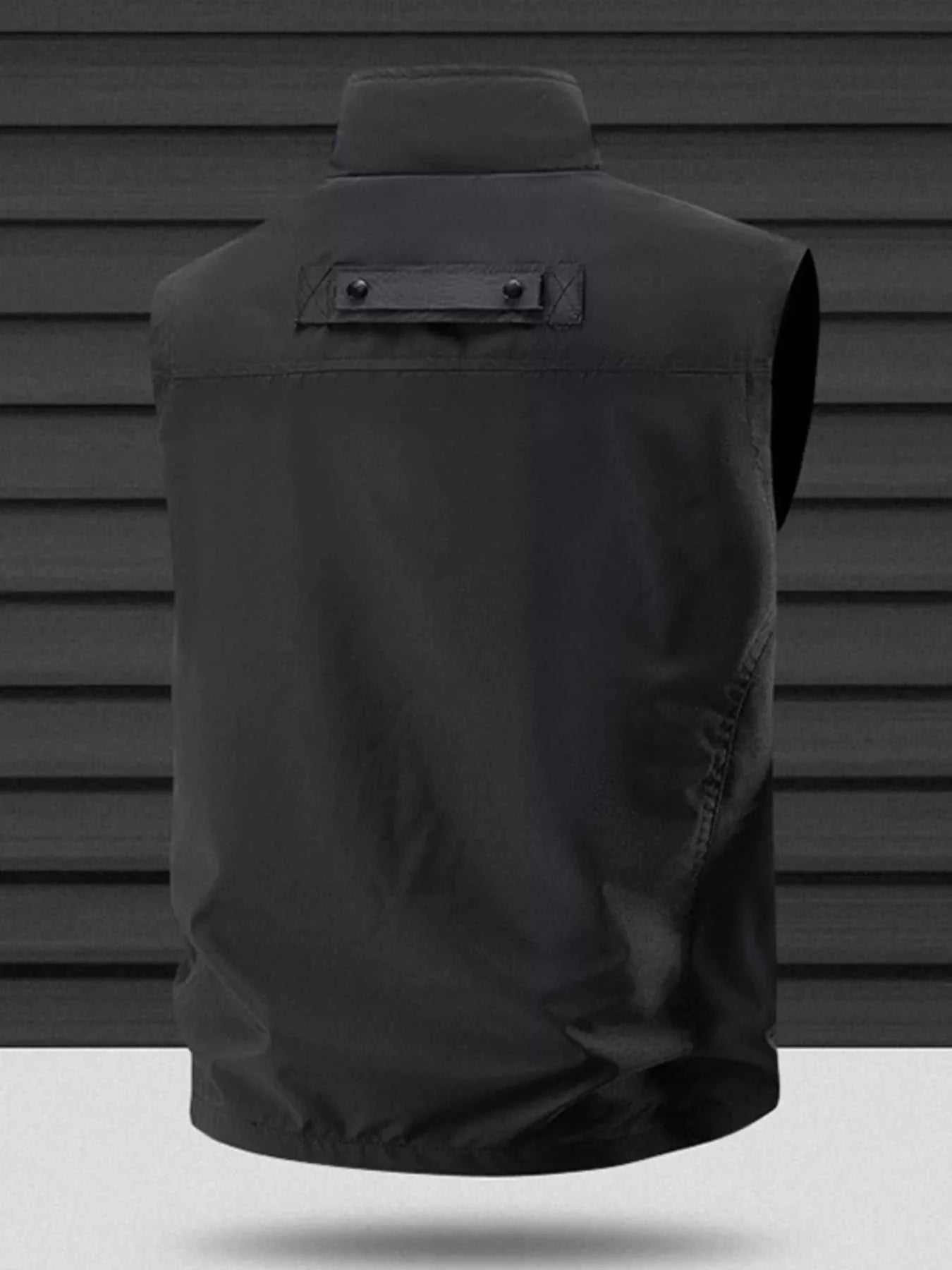 Men's Plus Size Zip Up Vest with Pockets