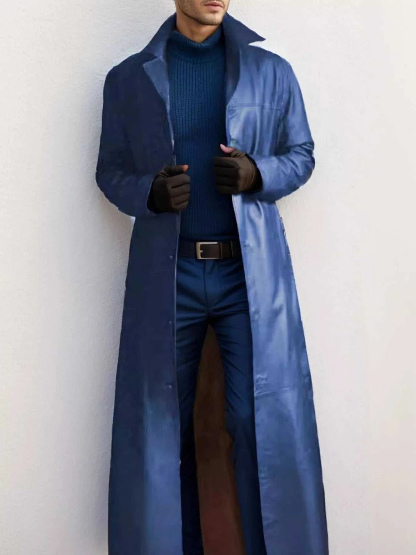 Men's Full Size Button Up Long Sleeve Longline Jacket Plus Size