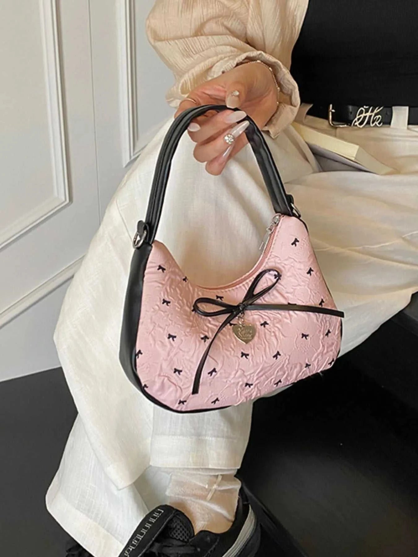 Printed Bow Shoulder Bag