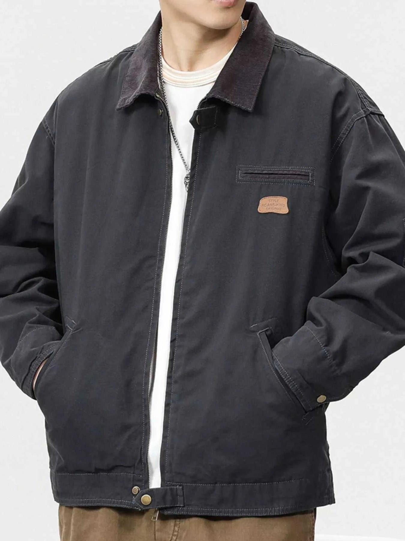 Men's Full Size Zip UP Long Sleeve Jacket Plus Size