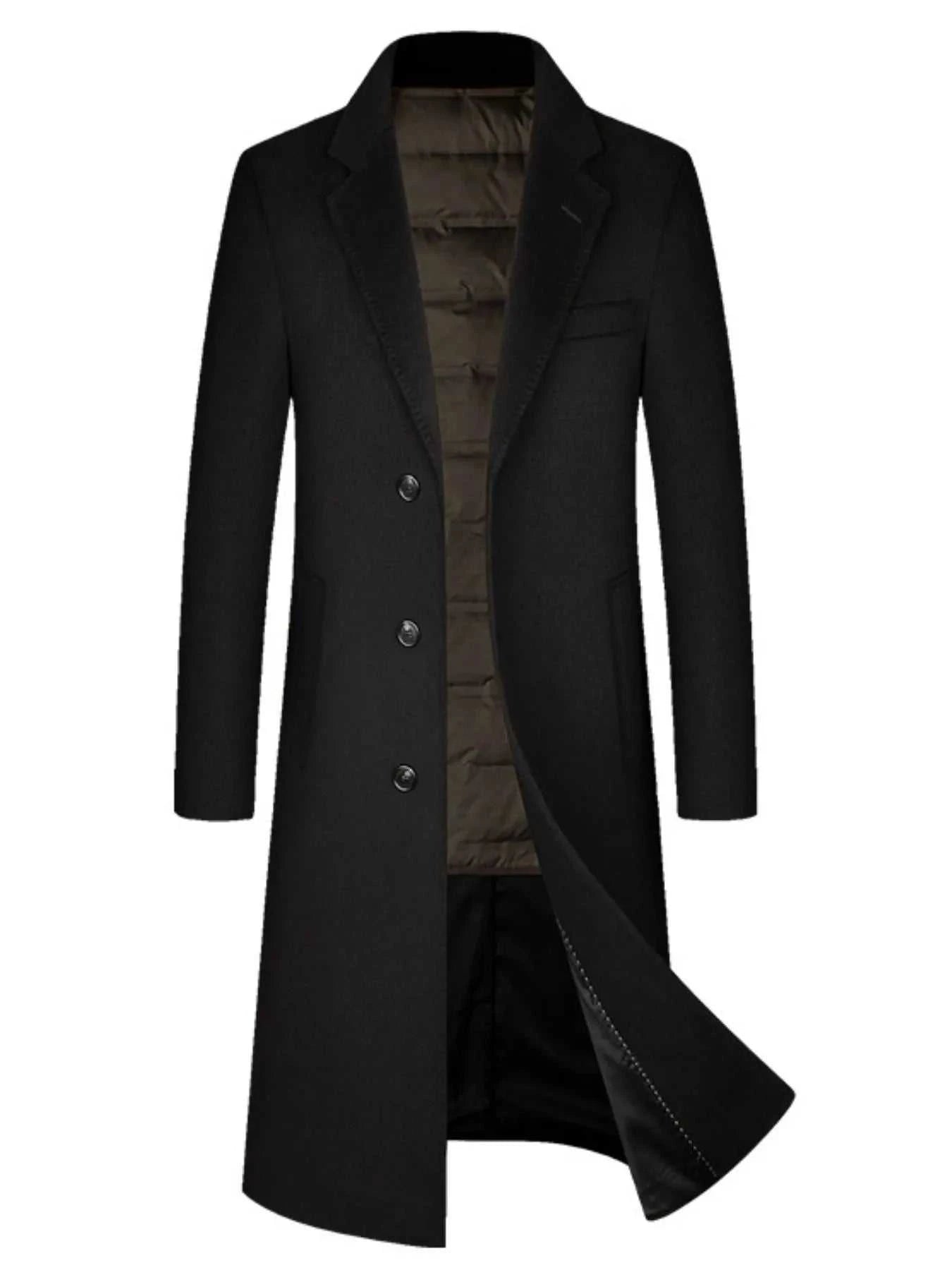 Men's Plus Size Button Up Long Sleeve Longline Coat