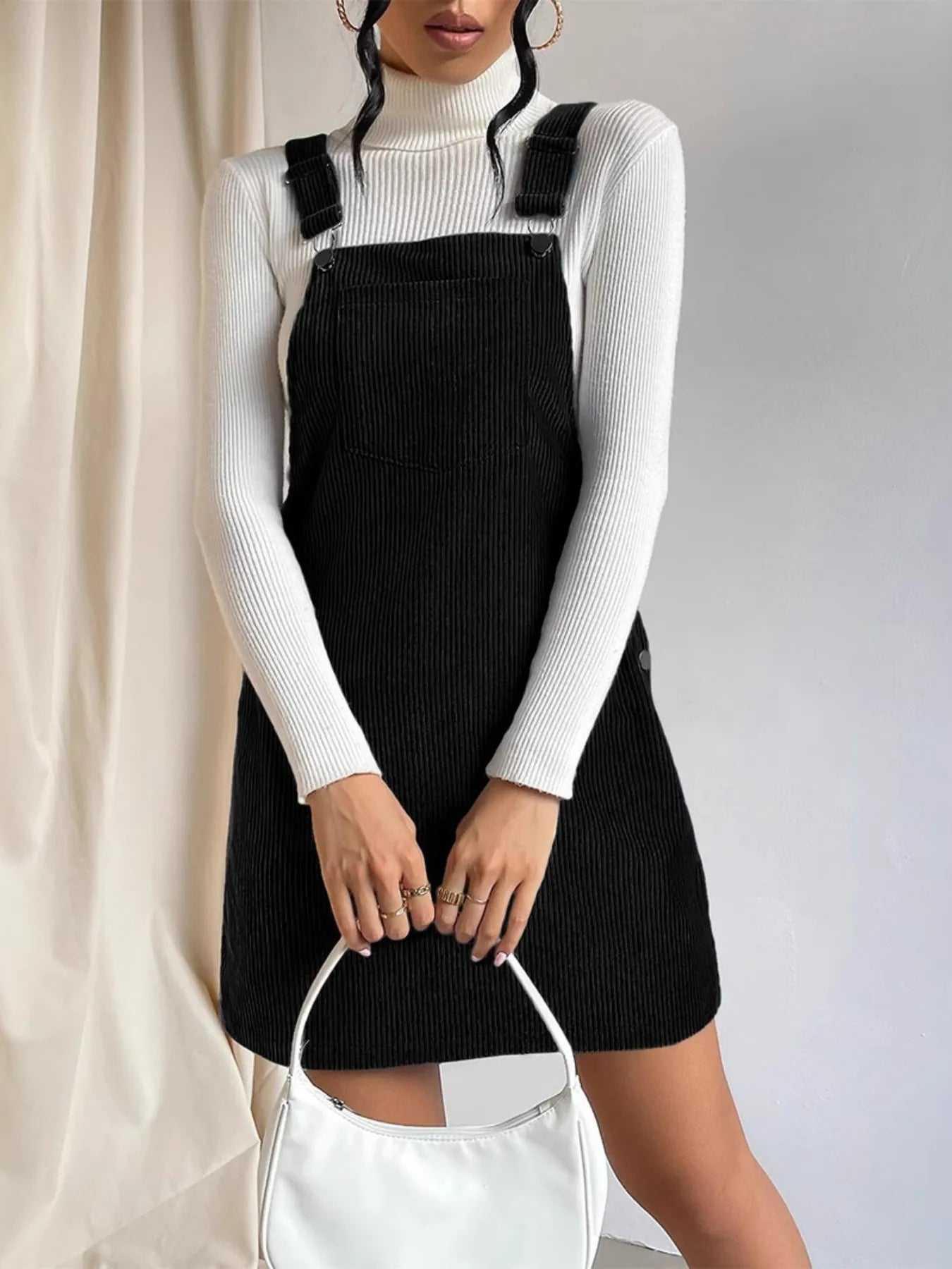 Square Neck Overall Mini Dress