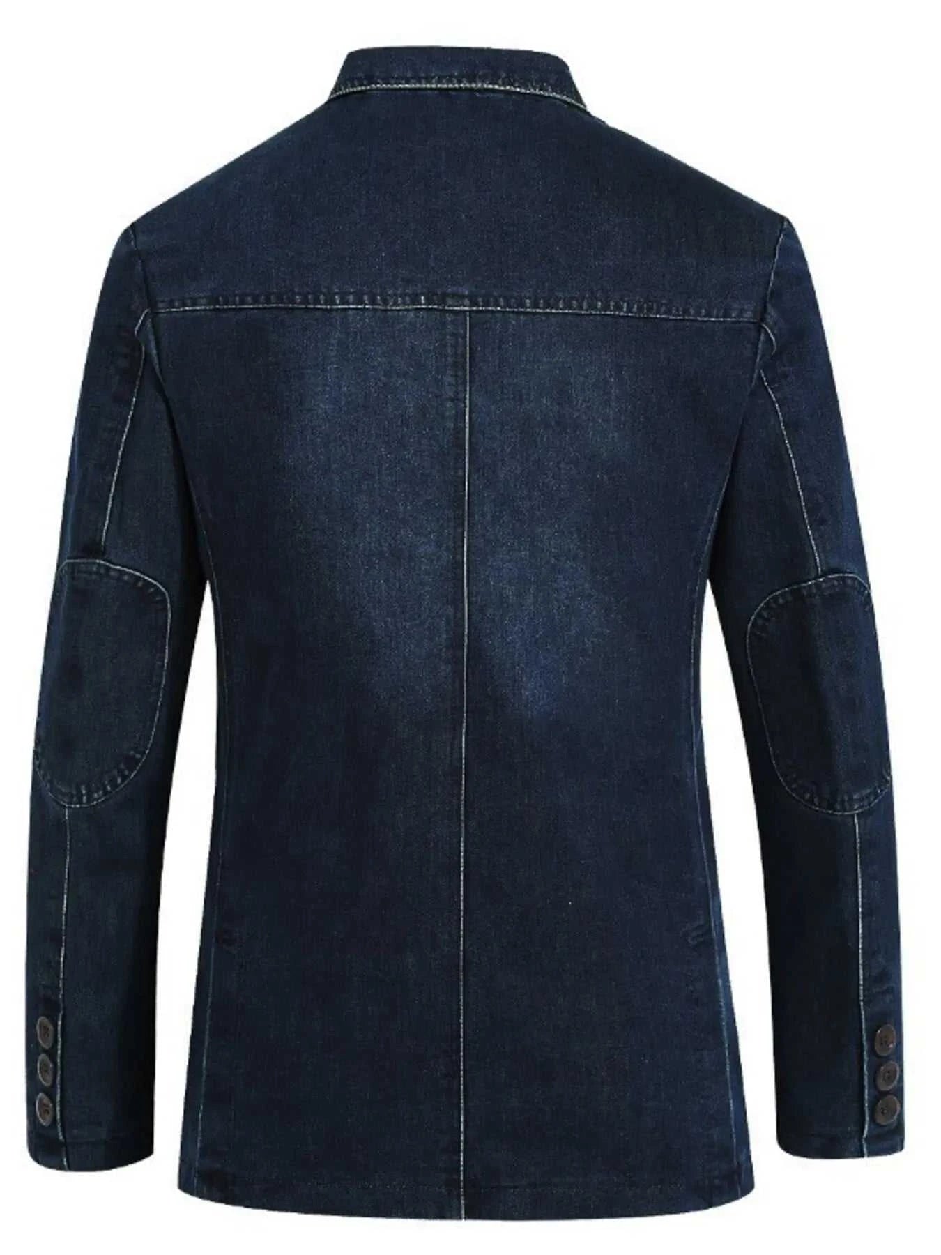 Men's Plus Size Single-Breasted Denim Blazer Jacket