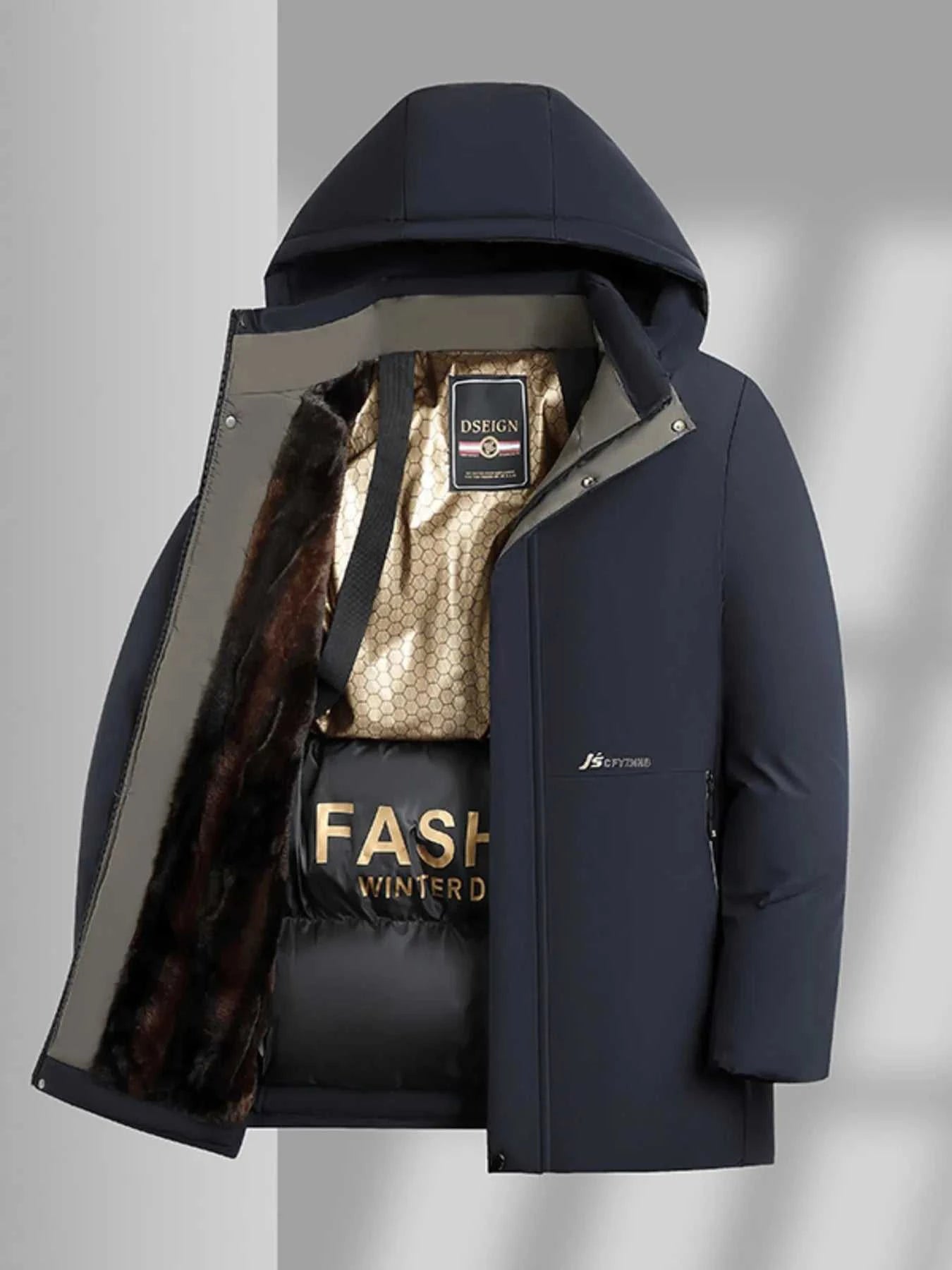 Men's Plus Size Thermal Lining Hooded Winter Coat