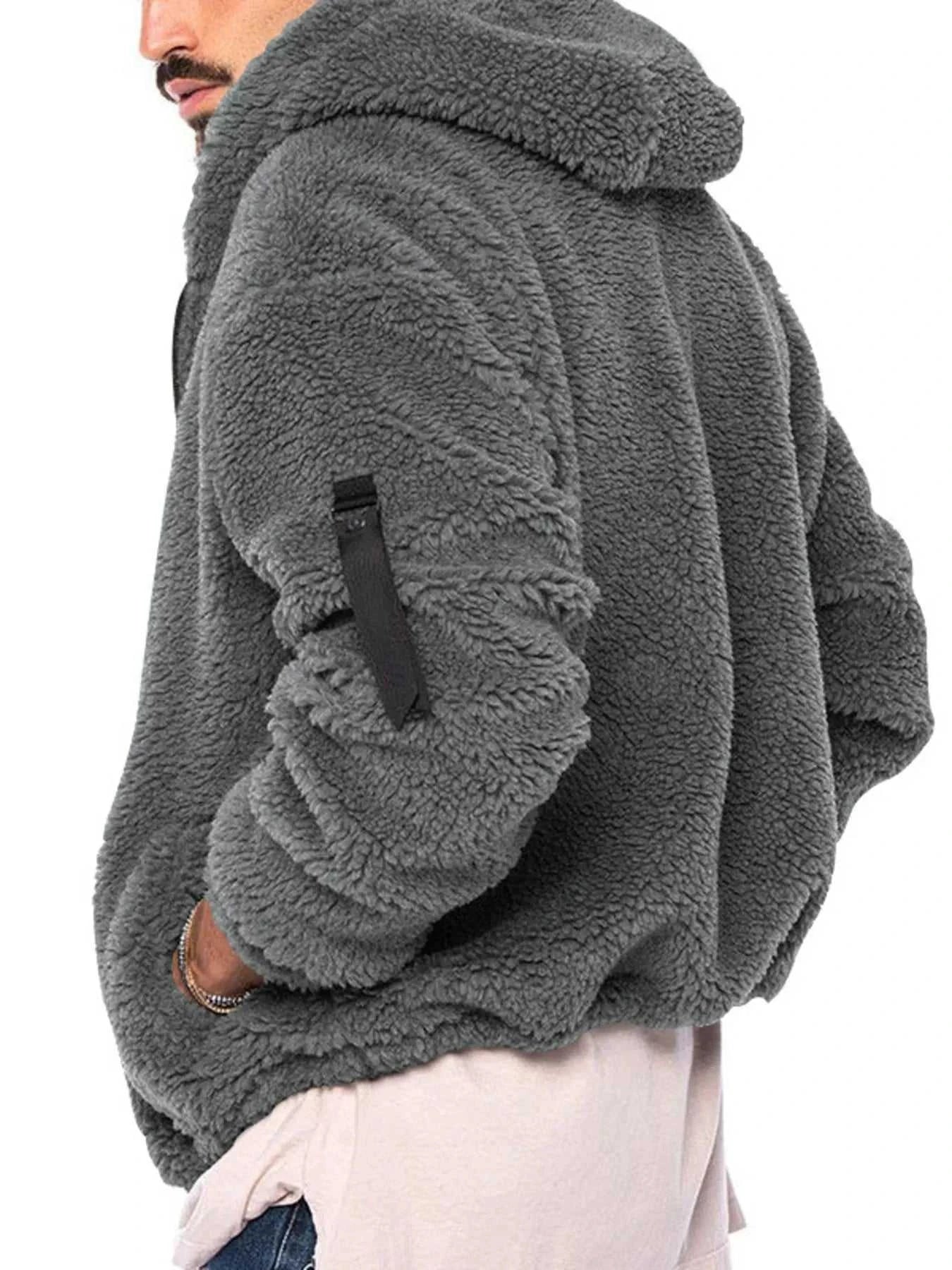 Men's Full Size Sherpa Fleece Hooded Zip-Up Jacket Plus Size